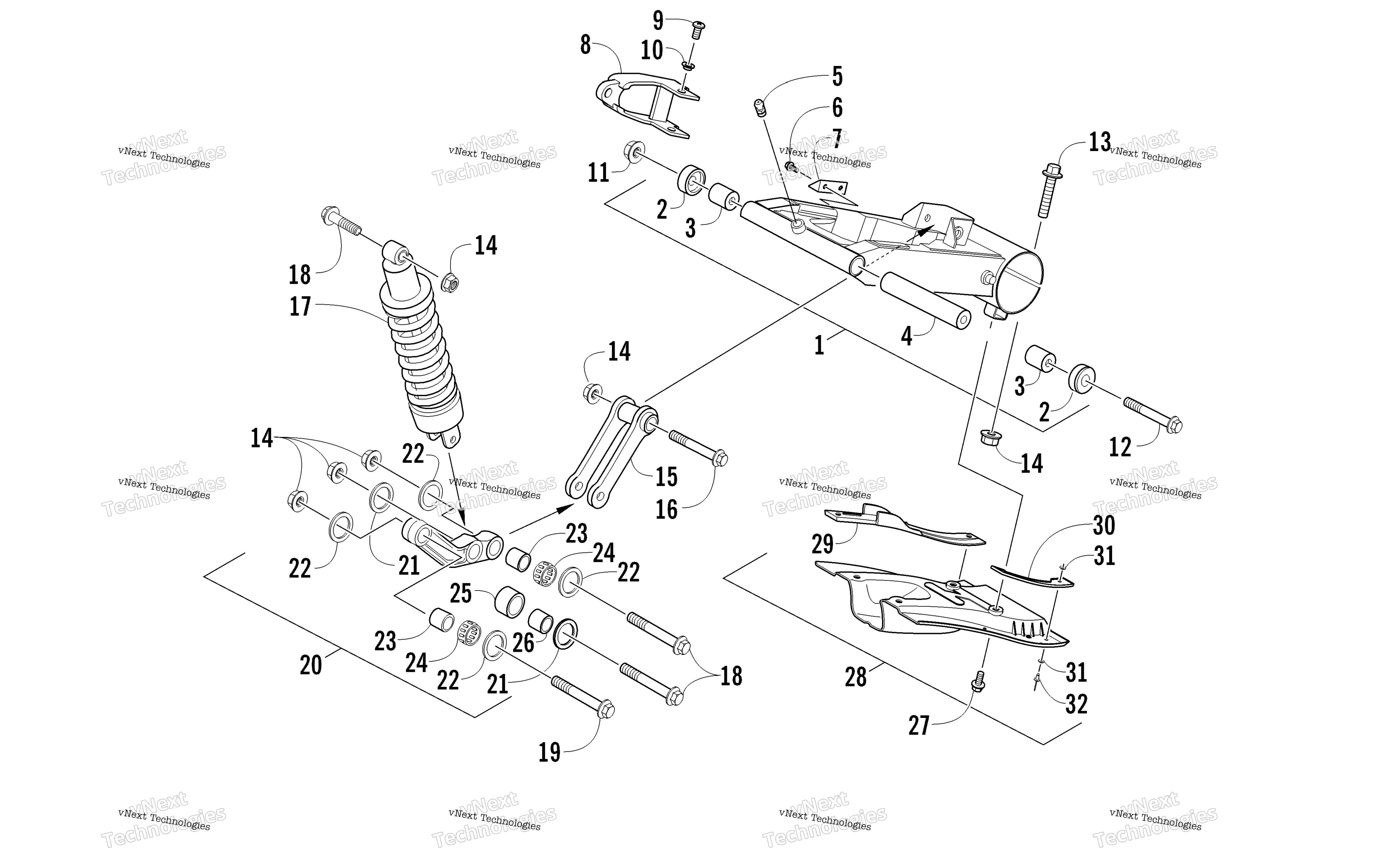 Задняя часть Suspension Assembly