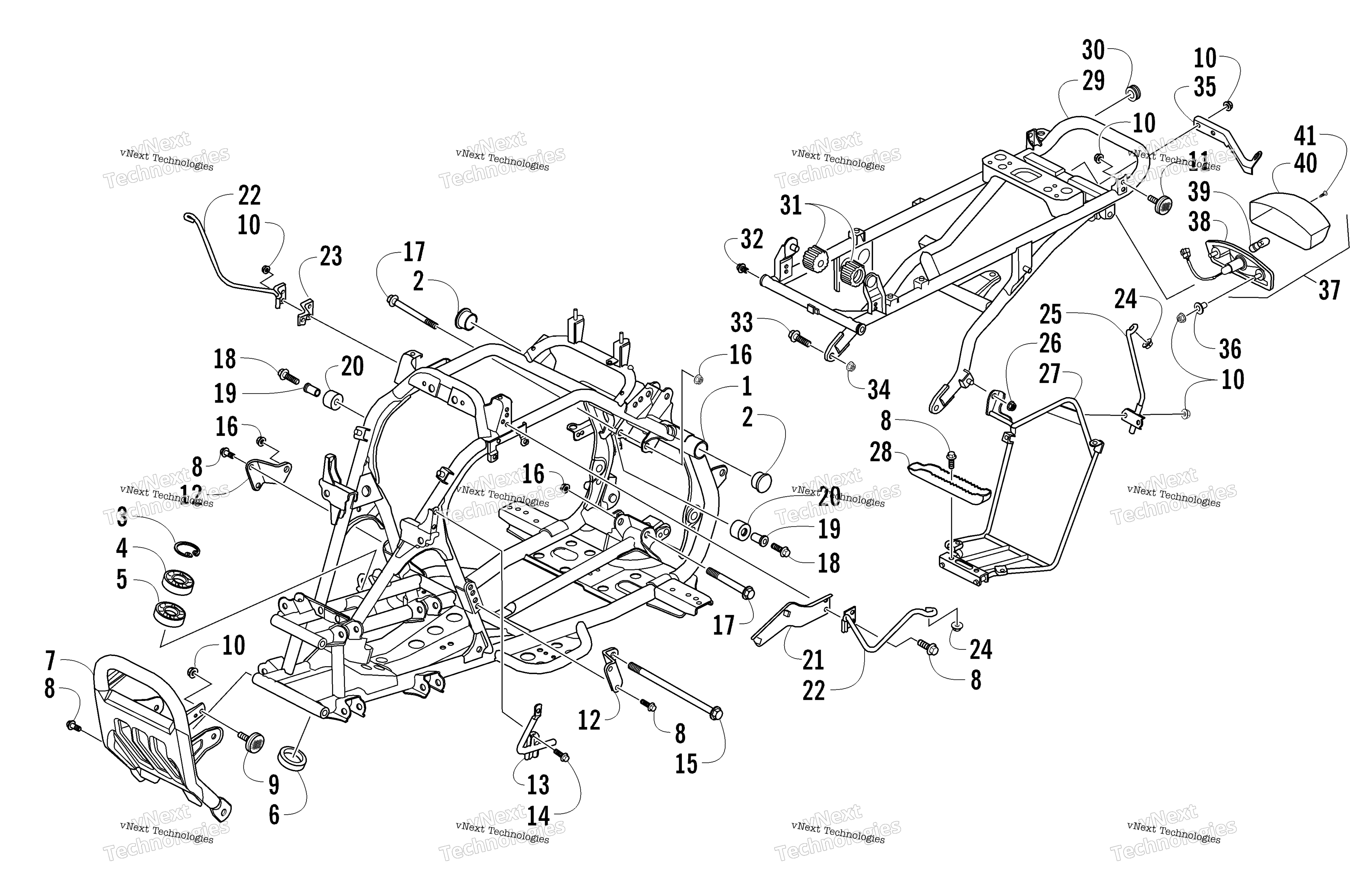 FRAME, TAILLIGHT, и RELATED PARTS узел