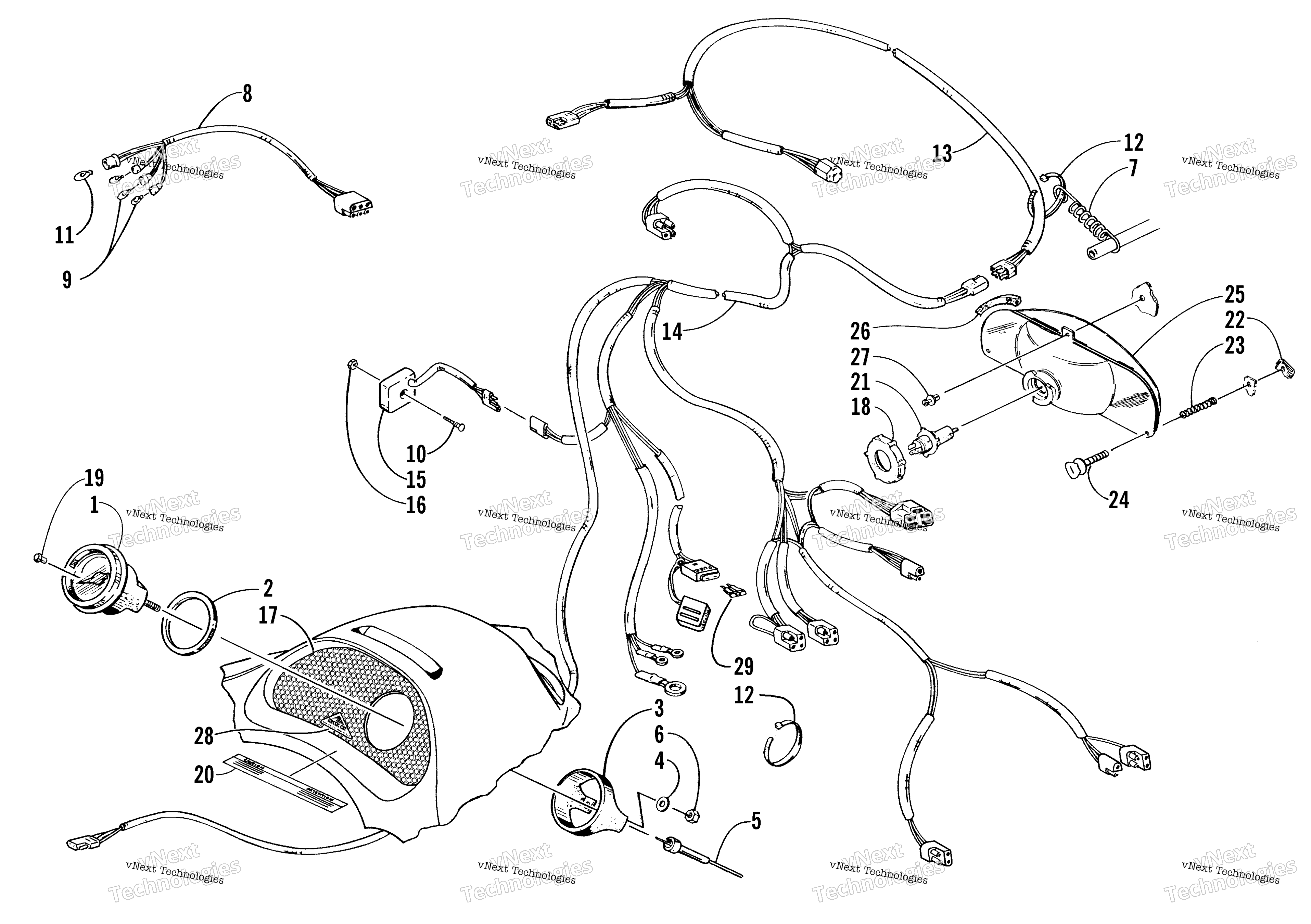 Headlight, Instruments, и Wiring Assemblies