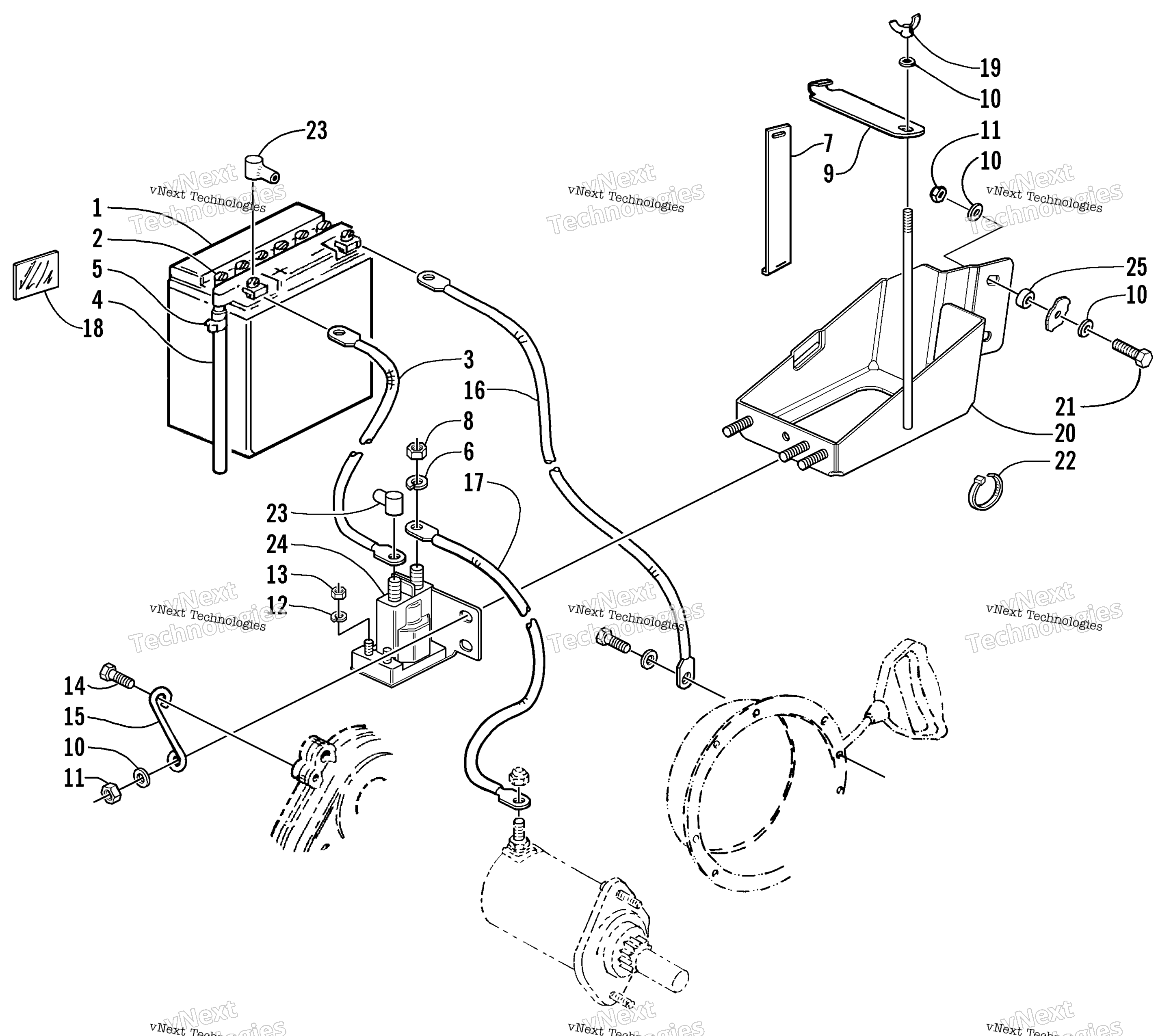 Battery, Solenoid, и Cables