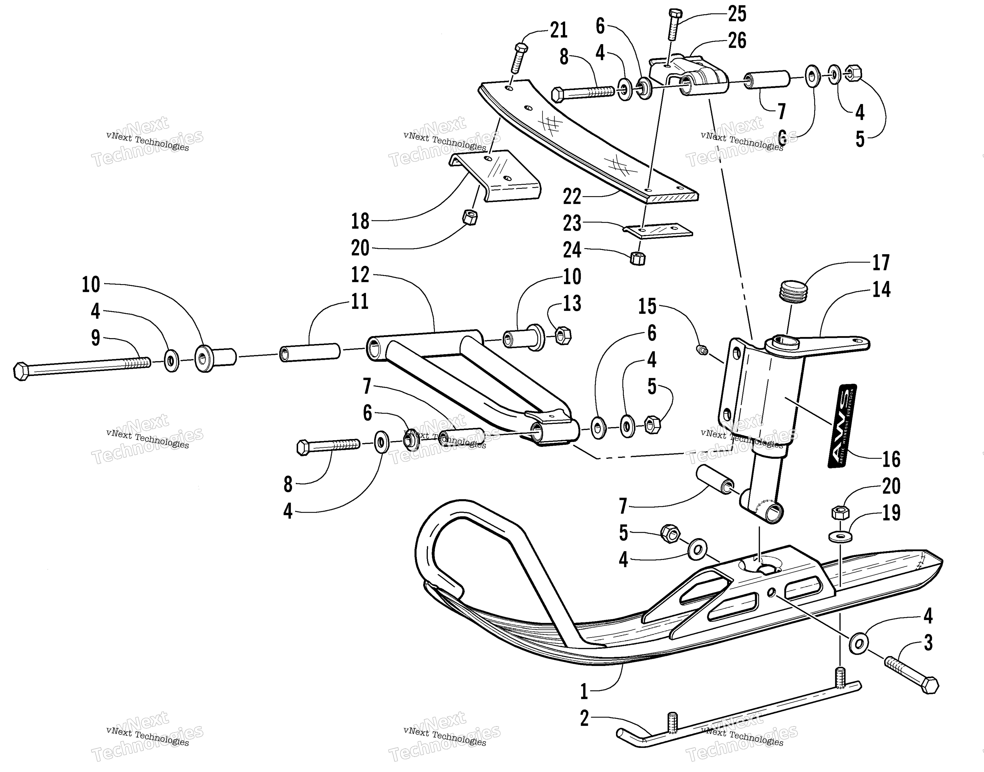 Передняя часть Suspension And Ski Assembly