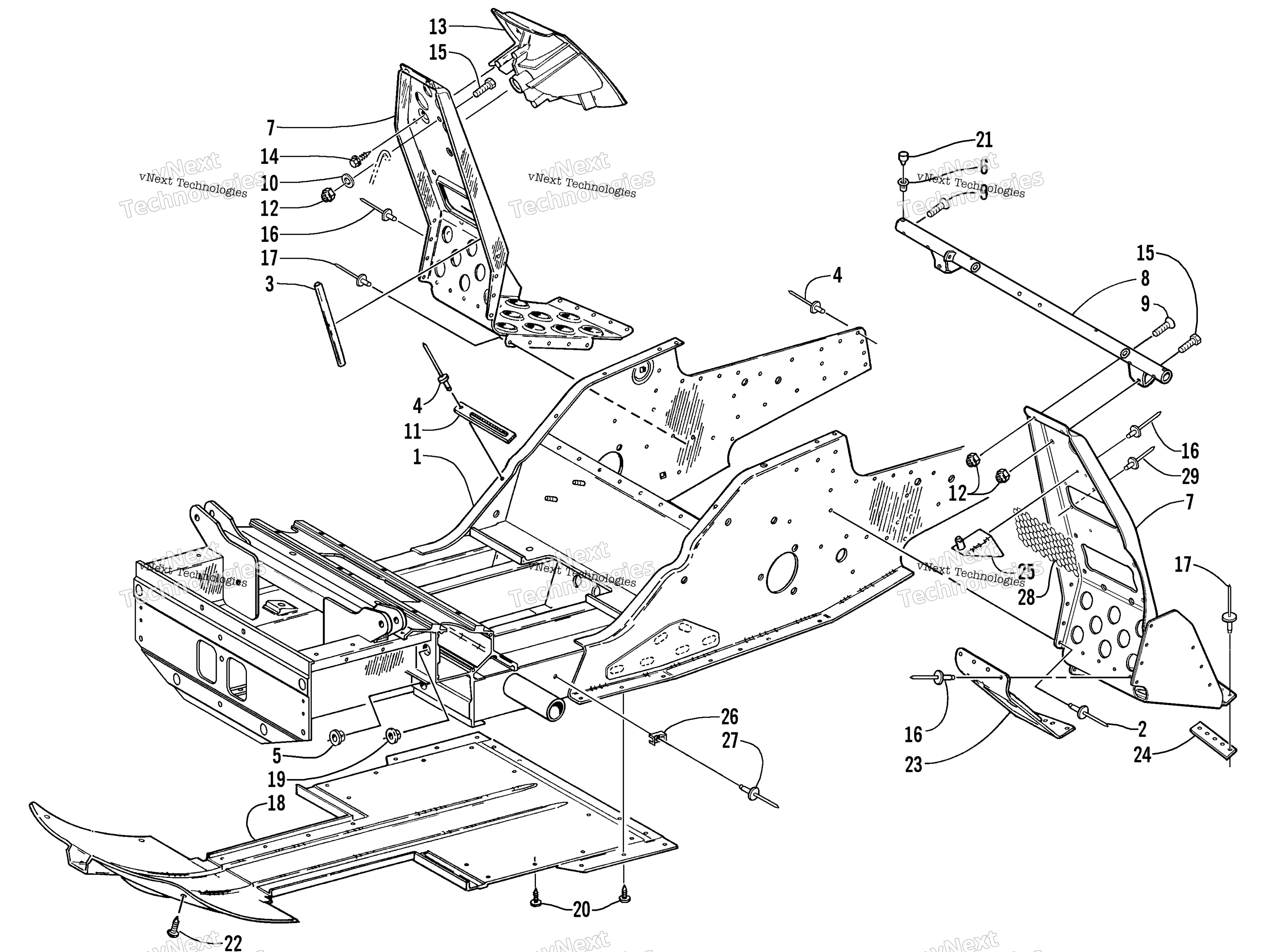 Передняя часть Frame And Footrest Assembly