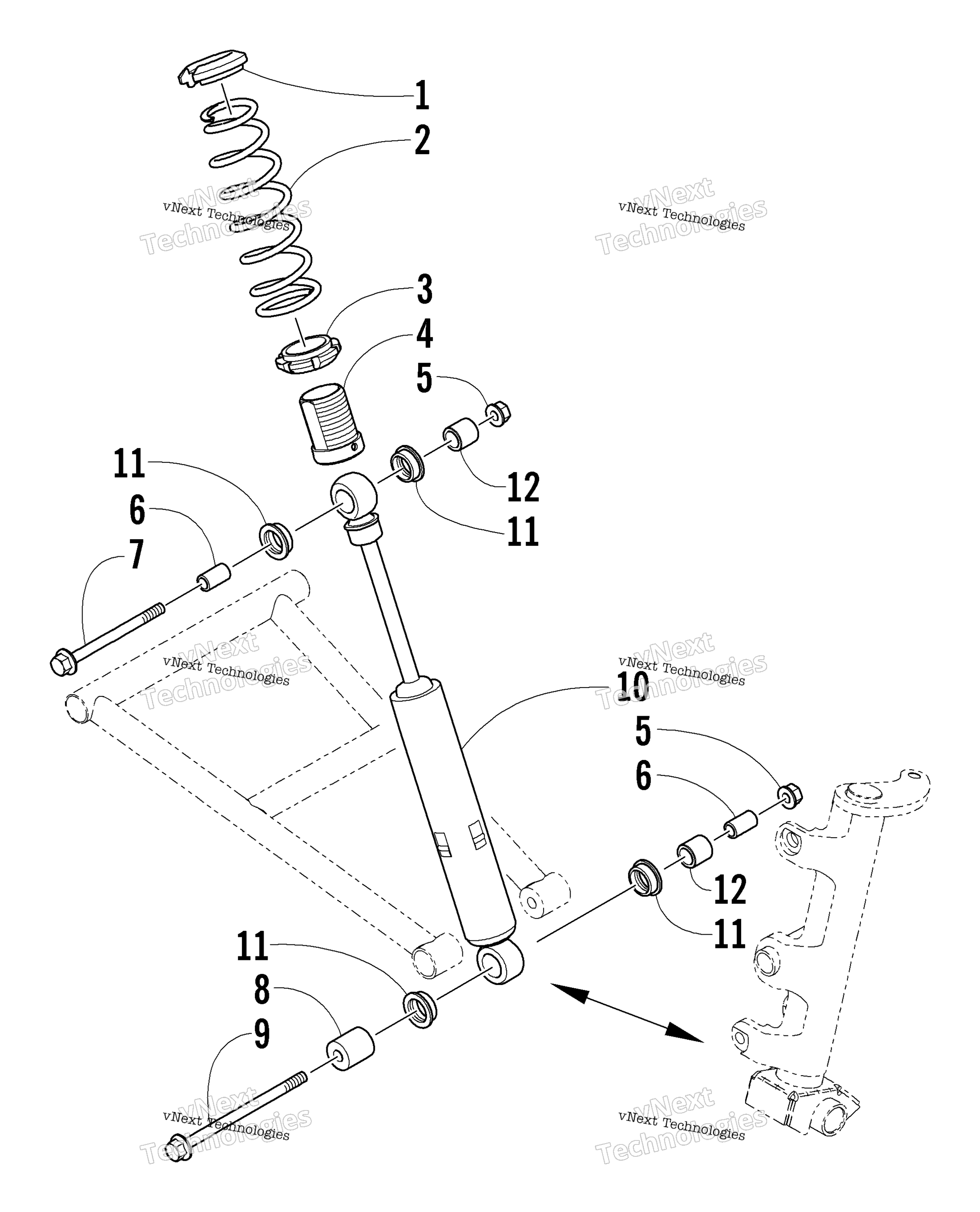 Передняя часть Suspension Shock Absorber Assembly