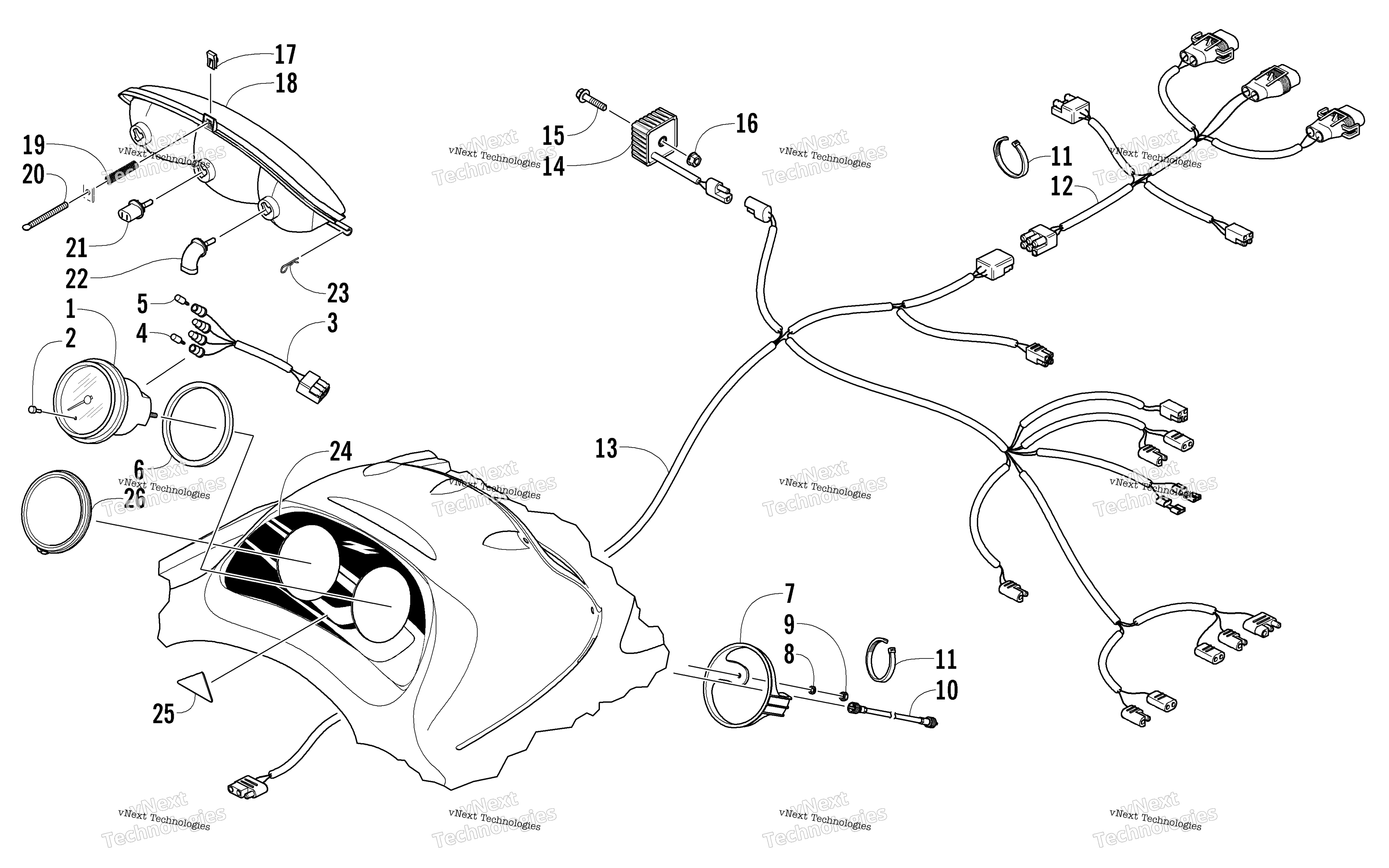 Headlight, Instruments, и Wiring Assemblies