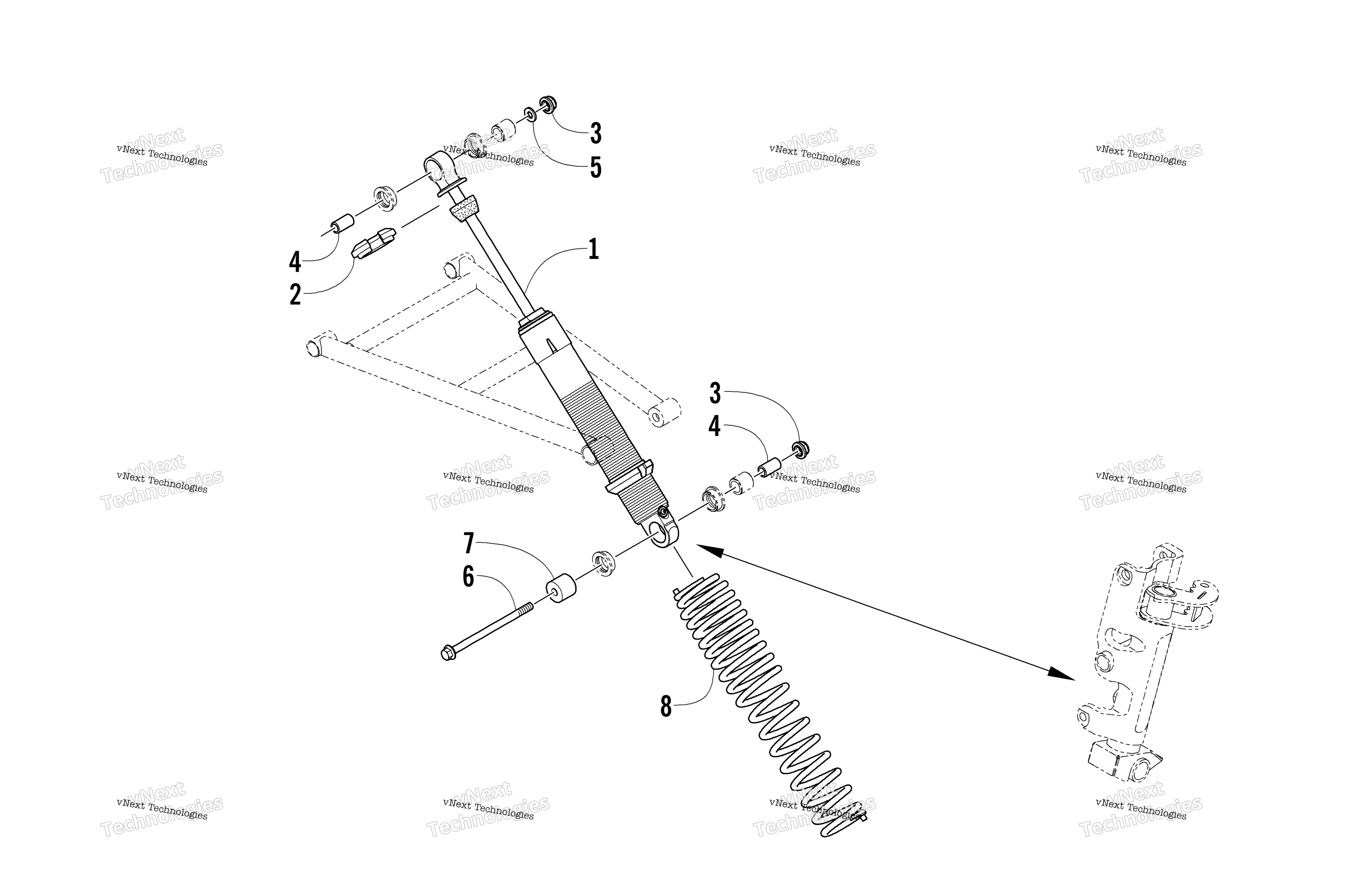 Передняя часть Suspension Shock Absorber Assembly