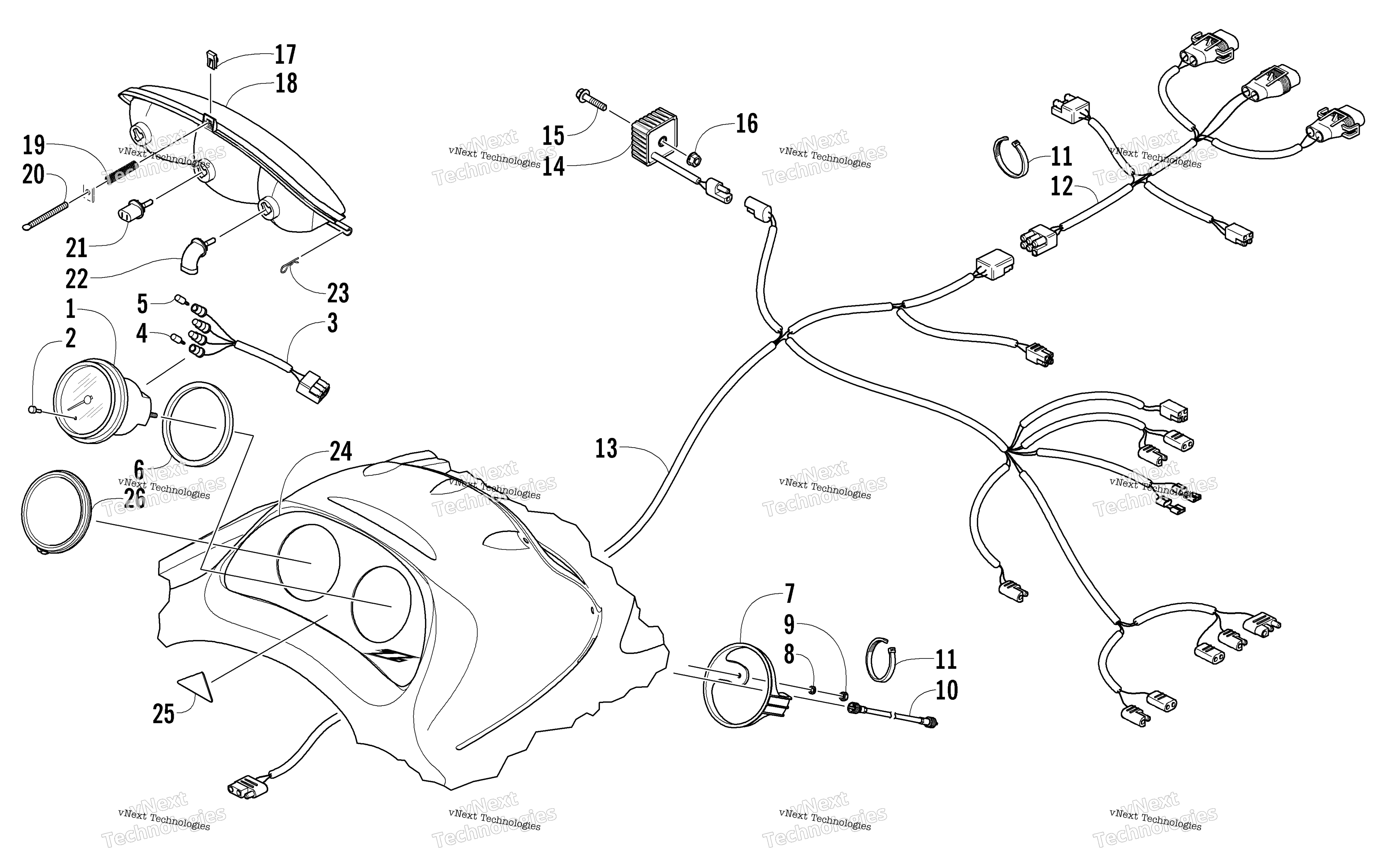 Headlight, Instruments, и Wiring Assemblies