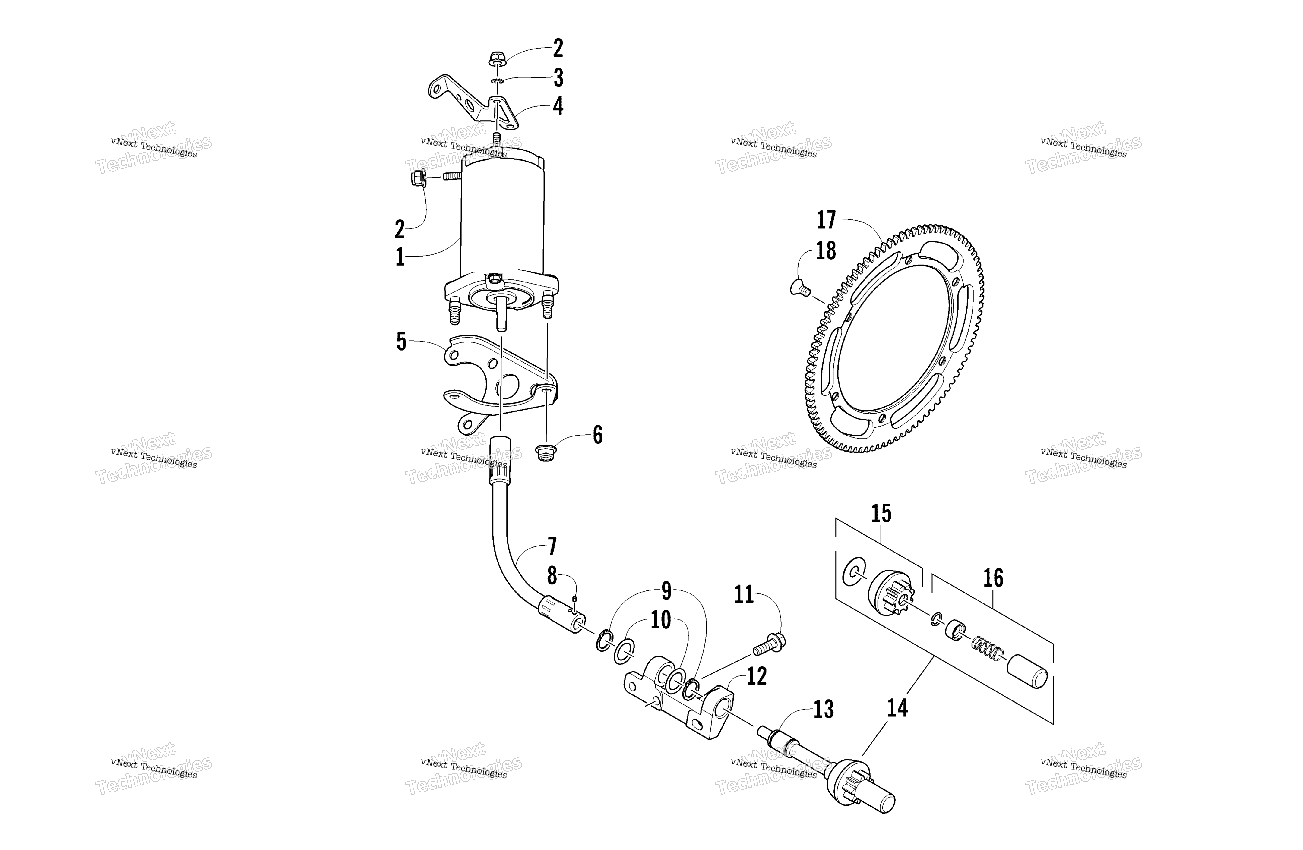 Flex привод Starter Motor узел