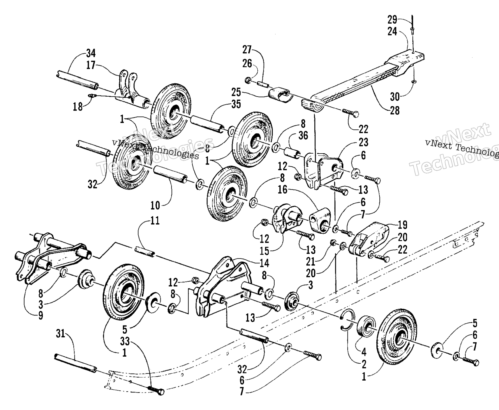 Задняя часть Suspension Axle Assembly
