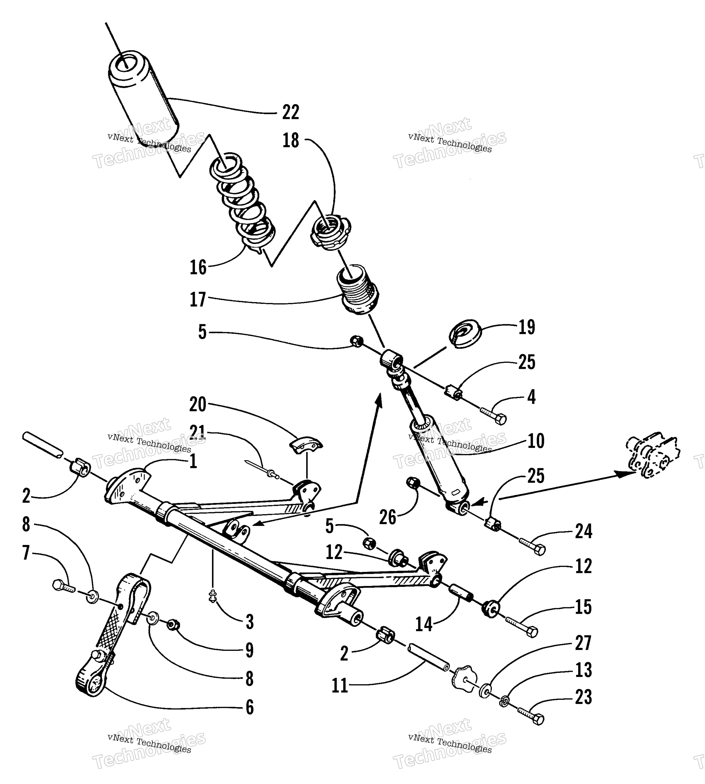 Задняя часть Suspension/Front Arm Assembly