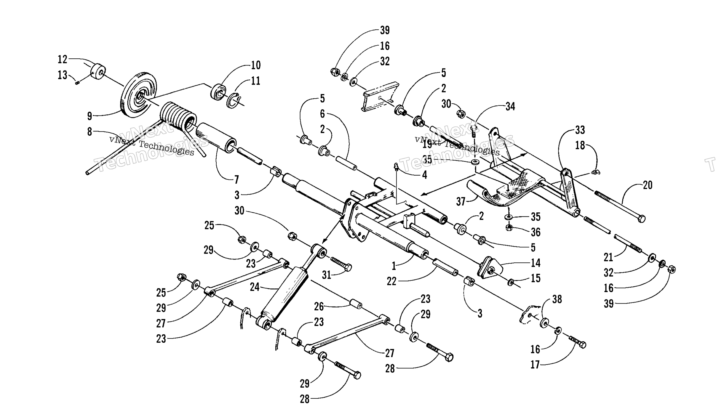 Задняя часть Suspension/Rear Arm Assembly