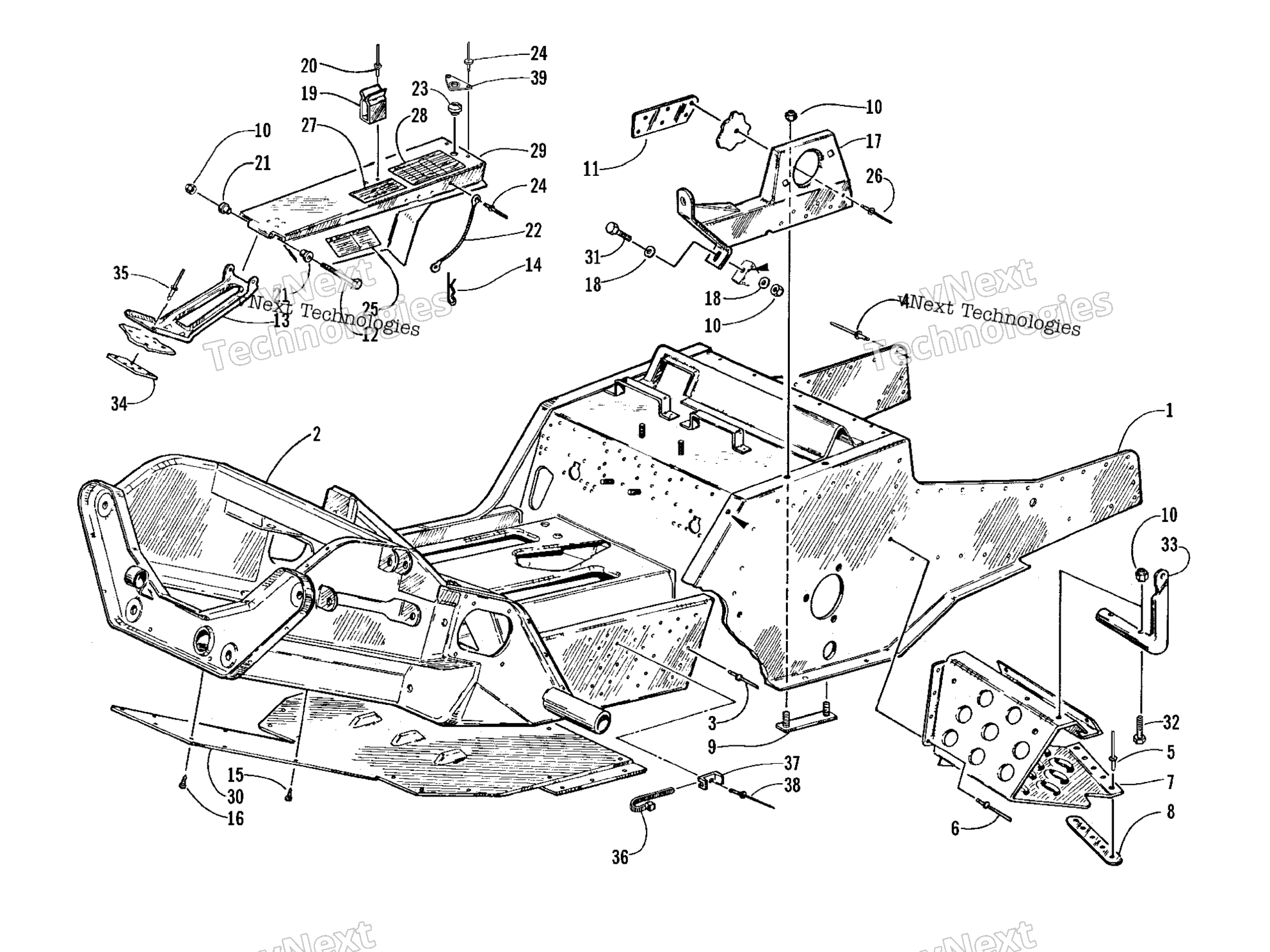 Передняя часть Frame, Footrest, And Guard Assembly