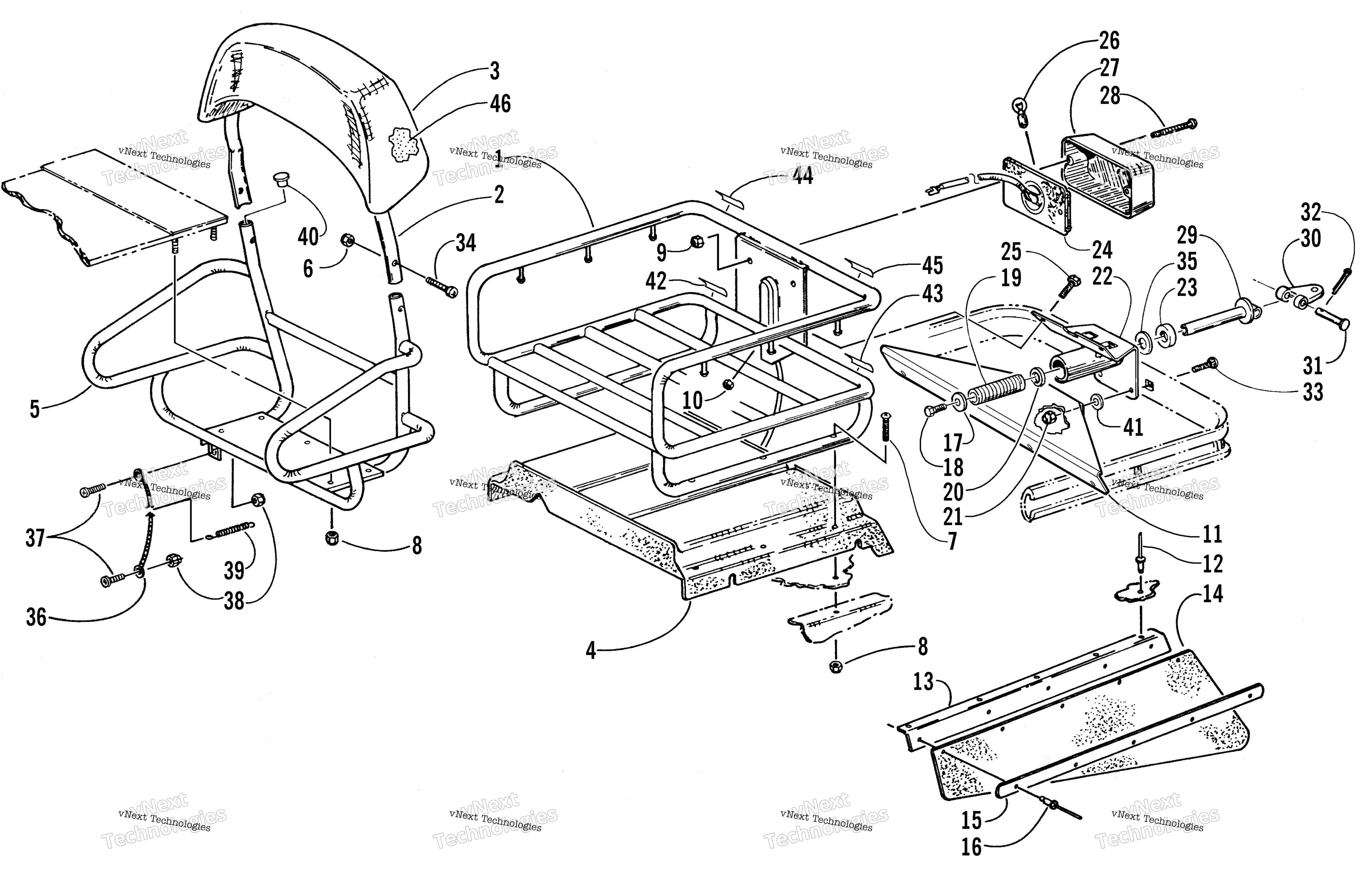 Rack, Backrest, и Hitch Assemblies