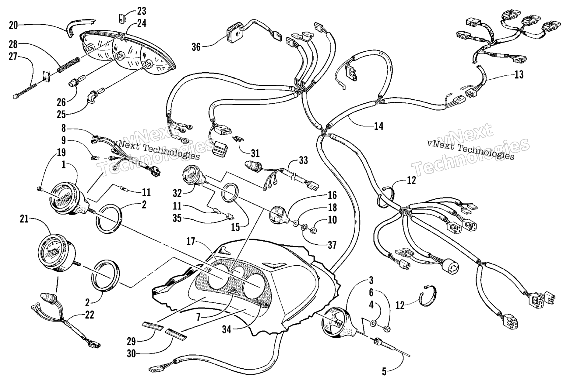 Headlight, Instruments, и Wiring Assemblies