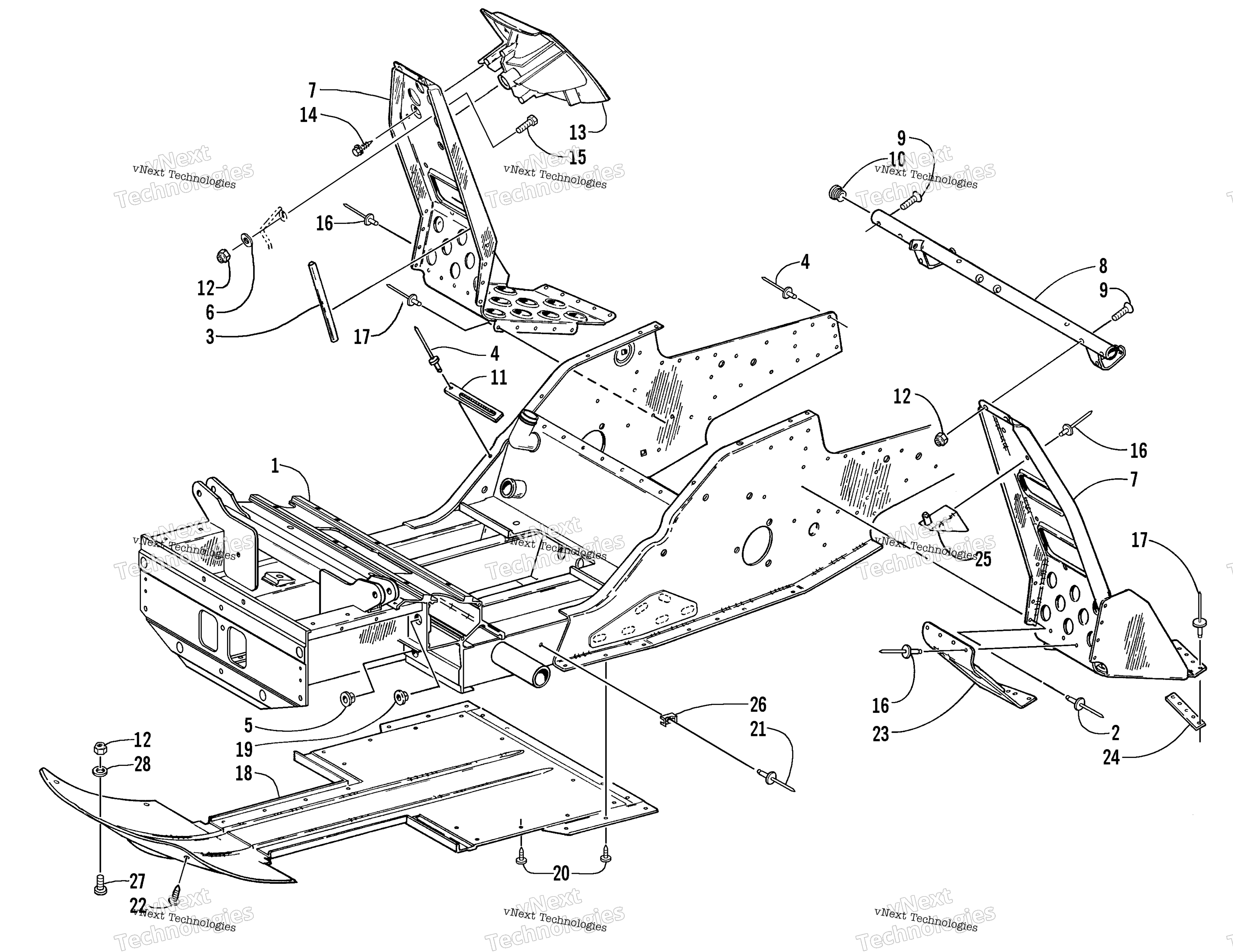 Передняя часть Frame And Footrest Assembly