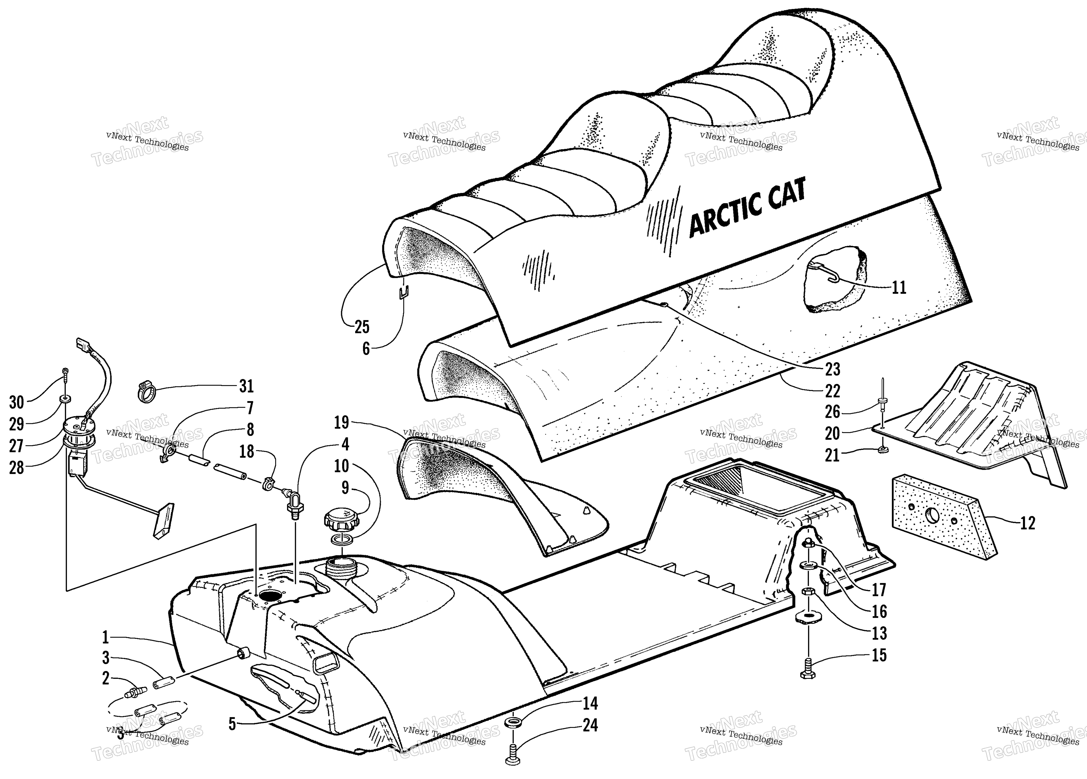 топливный Tank, Seat, и топливный Sensor узел