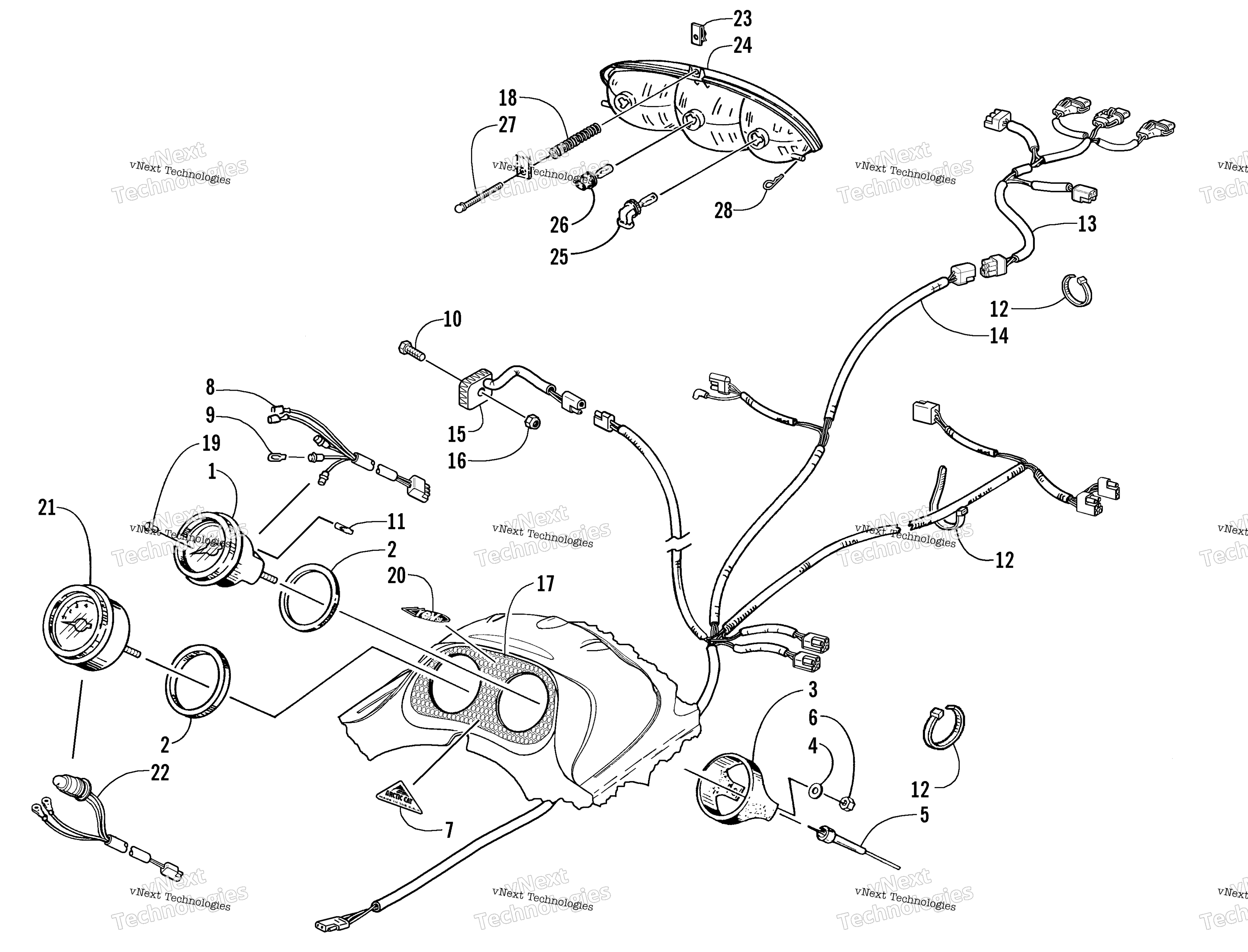 Headlight, Instruments, и Wiring Assemblies