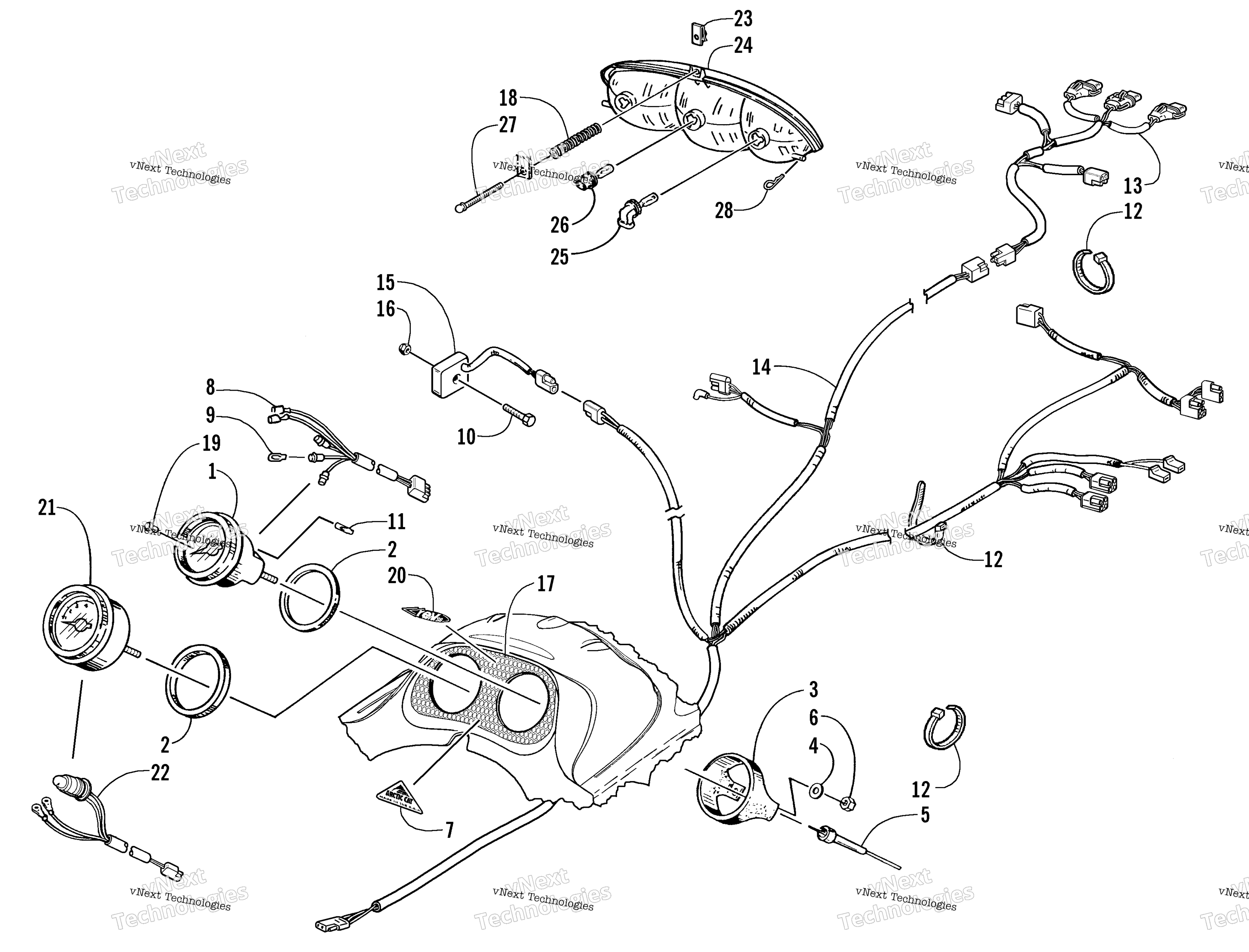 Headlight, Instruments, и Wiring Assemblies