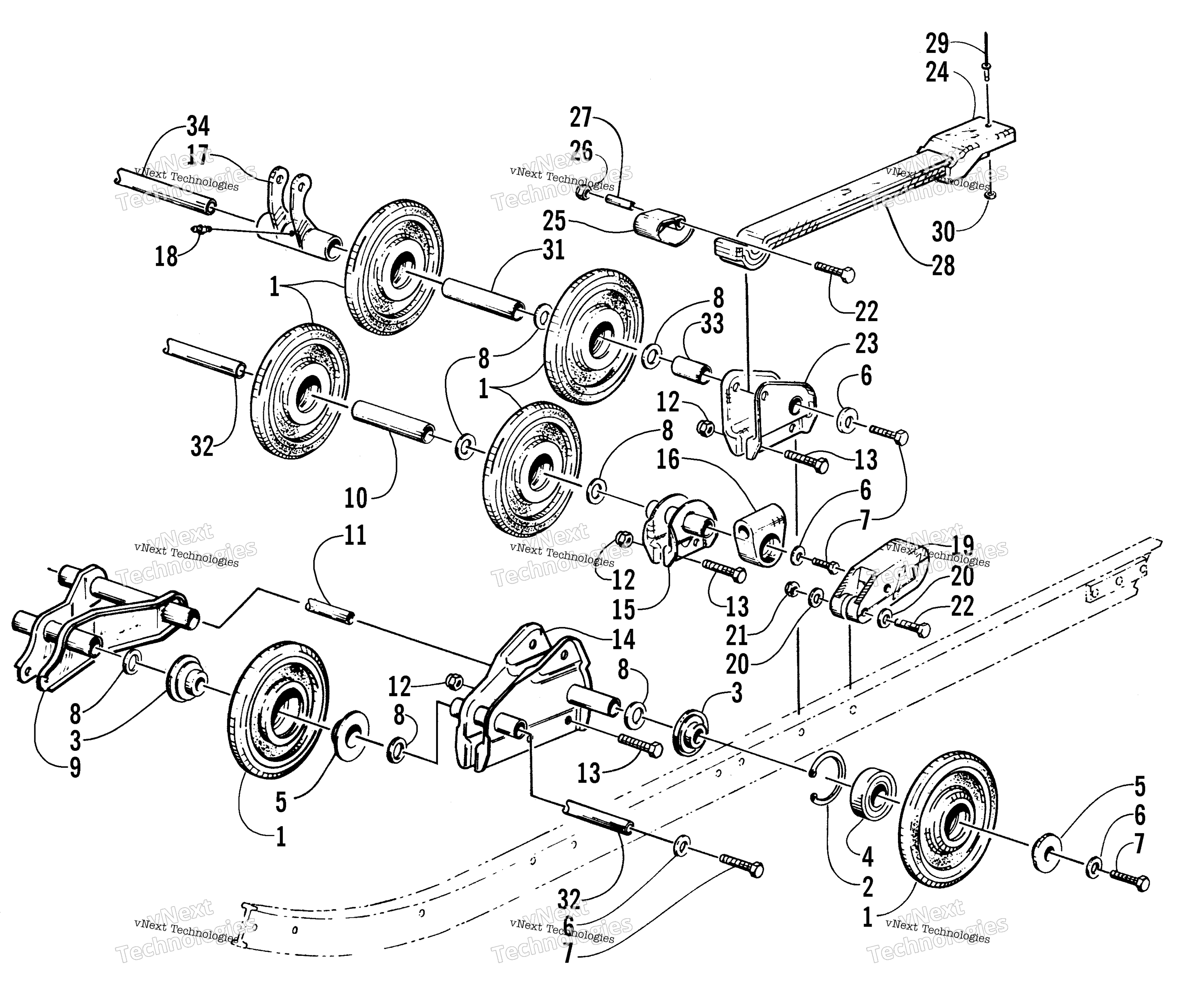 Задняя часть Suspension Axle Assembly