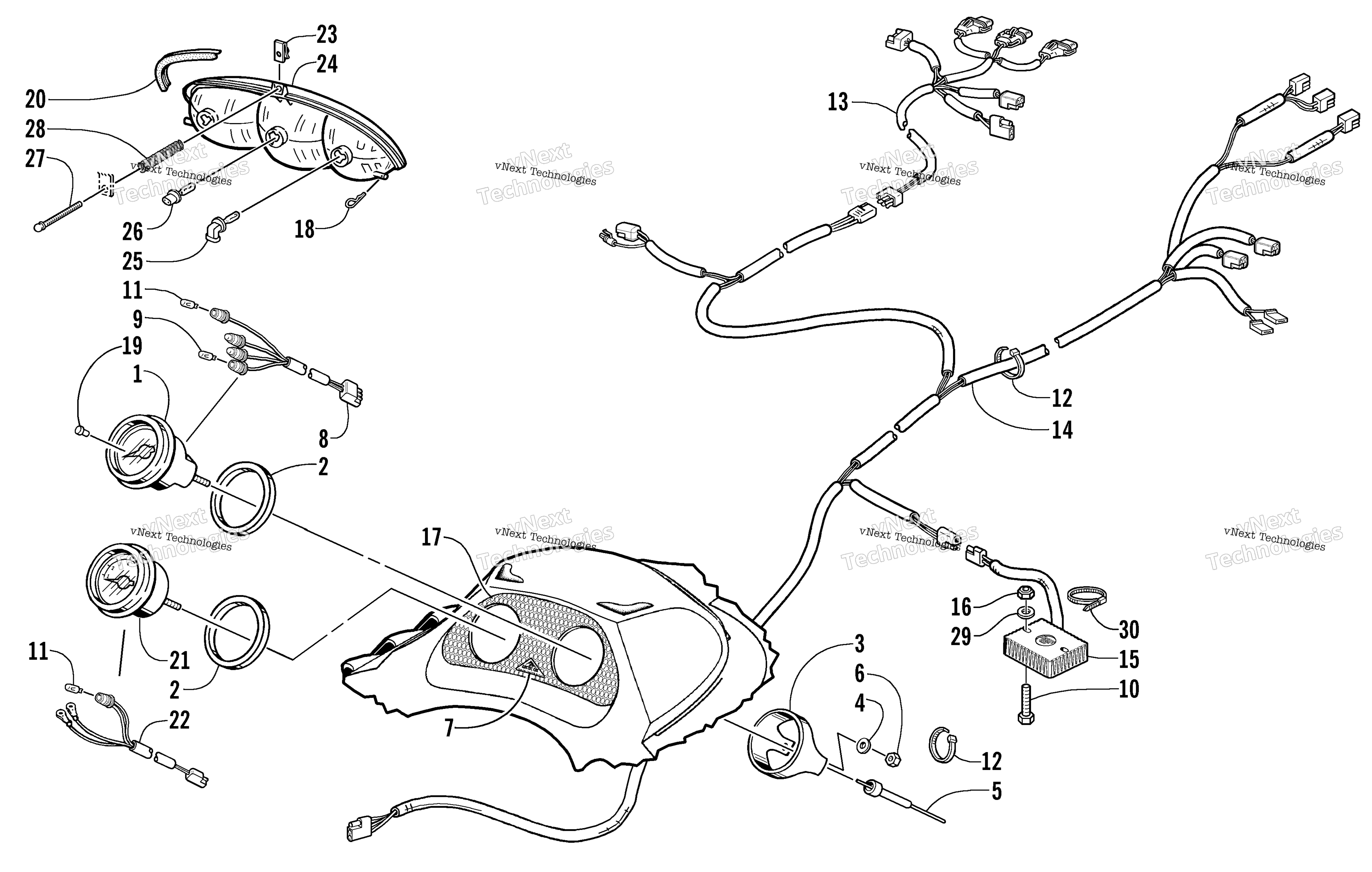 Headlight, Instruments, и Wiring Assemblies