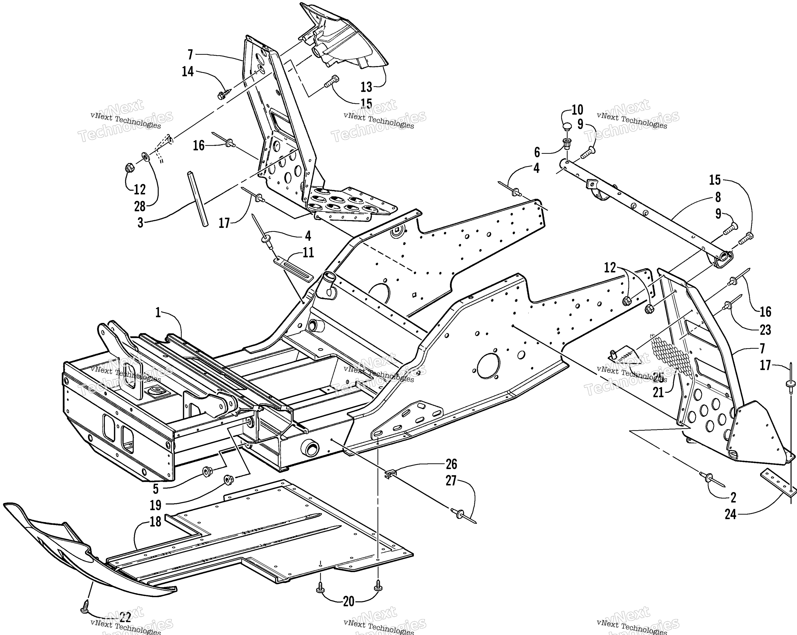 Передняя часть Frame And Footrest Assembly
