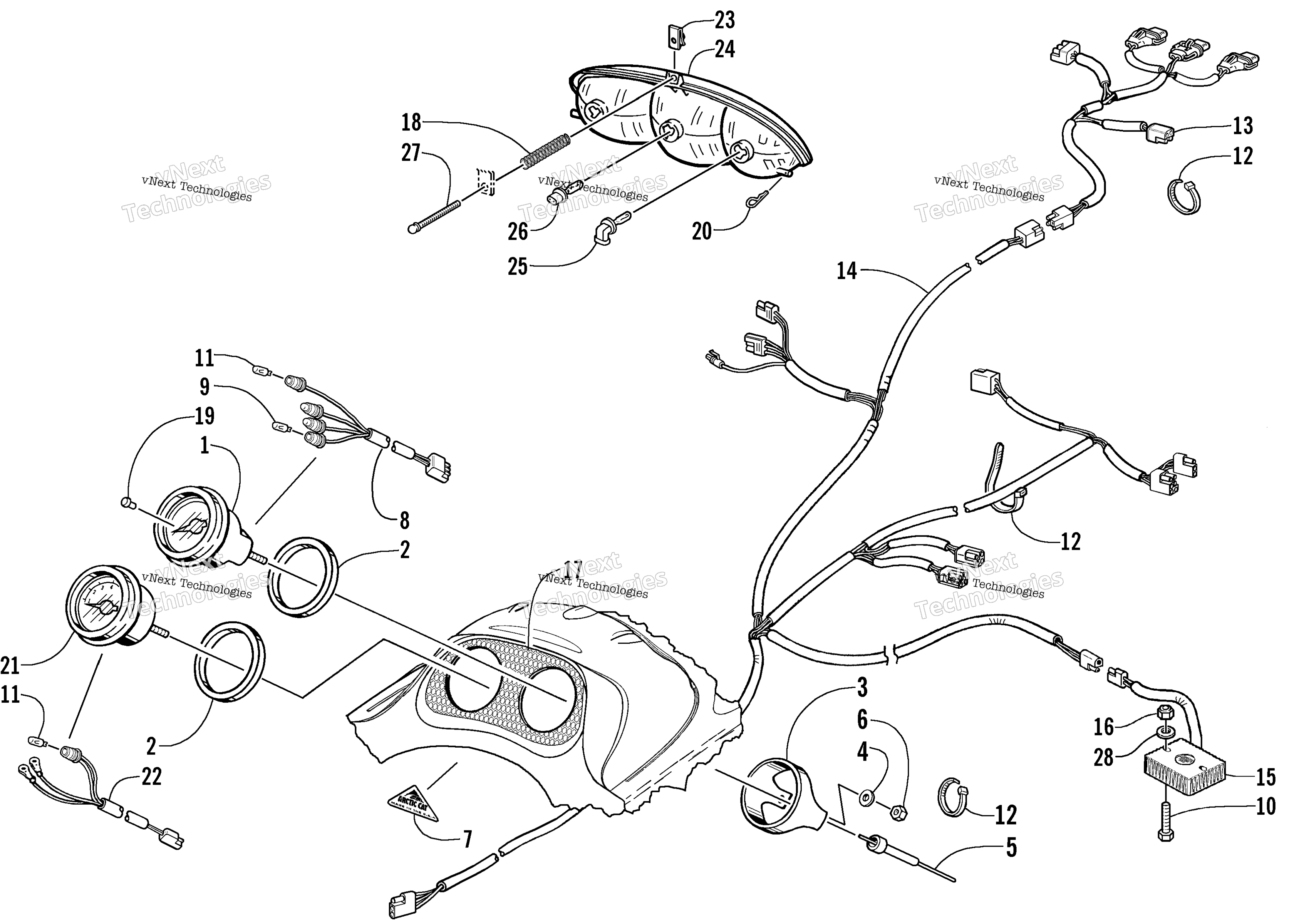 Headlight, Instruments, и Wiring Assemblies