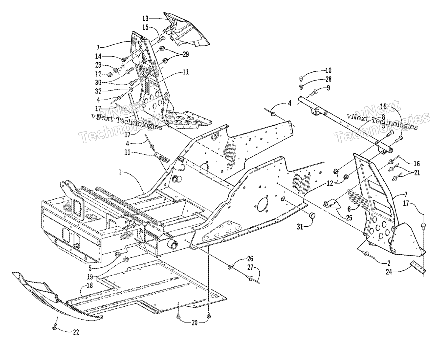 Передняя часть Frame And Footrest Assembly