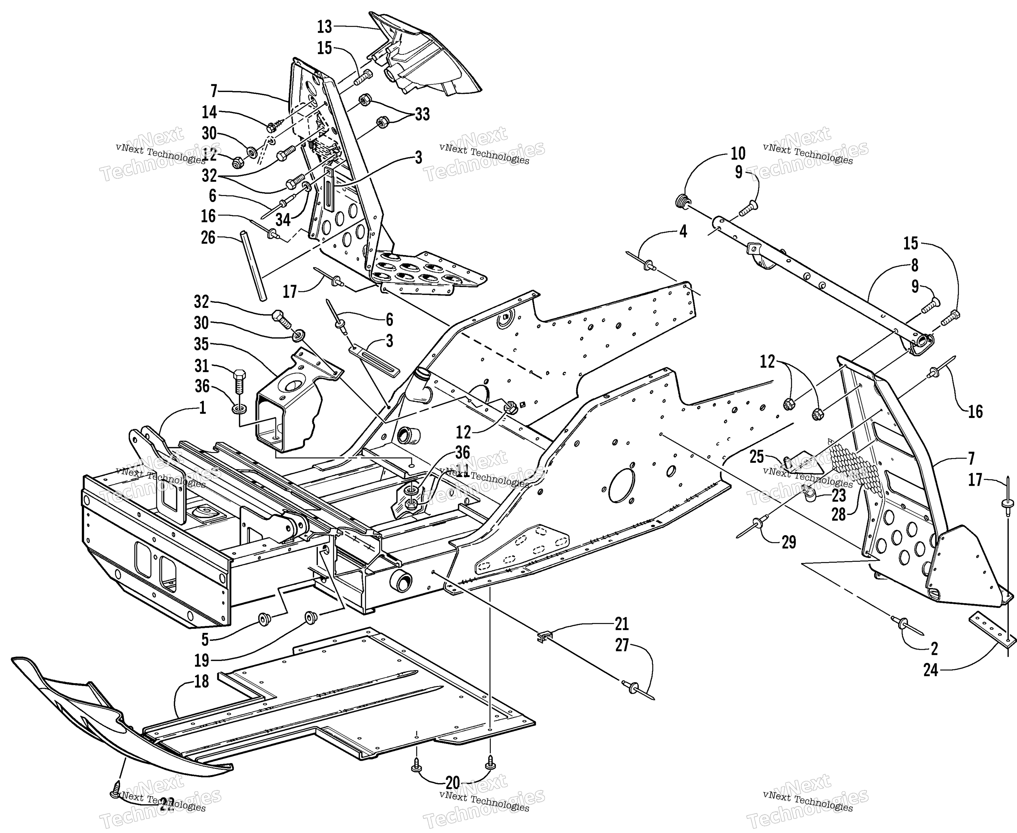 Передняя часть Frame And Footrest Assembly