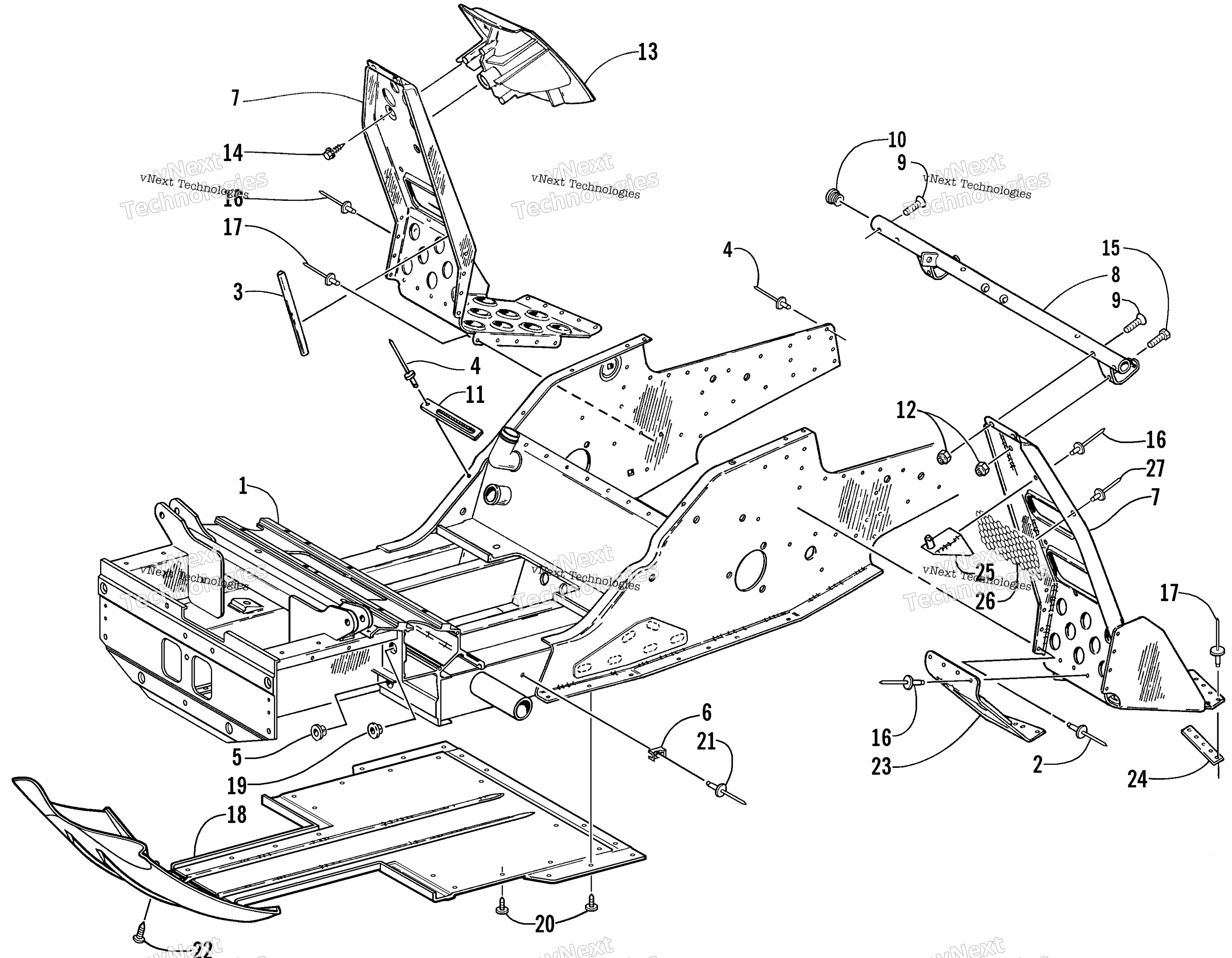 Передняя часть Frame And Footrest Assembly