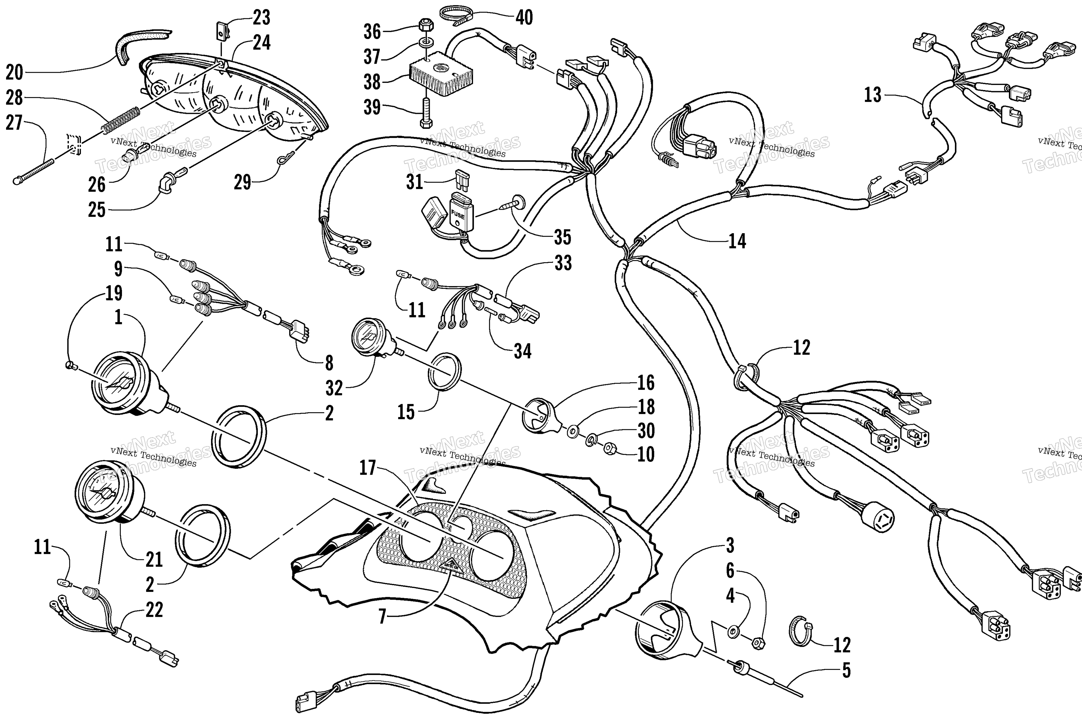 Headlight, Instruments, и Wiring Assemblies