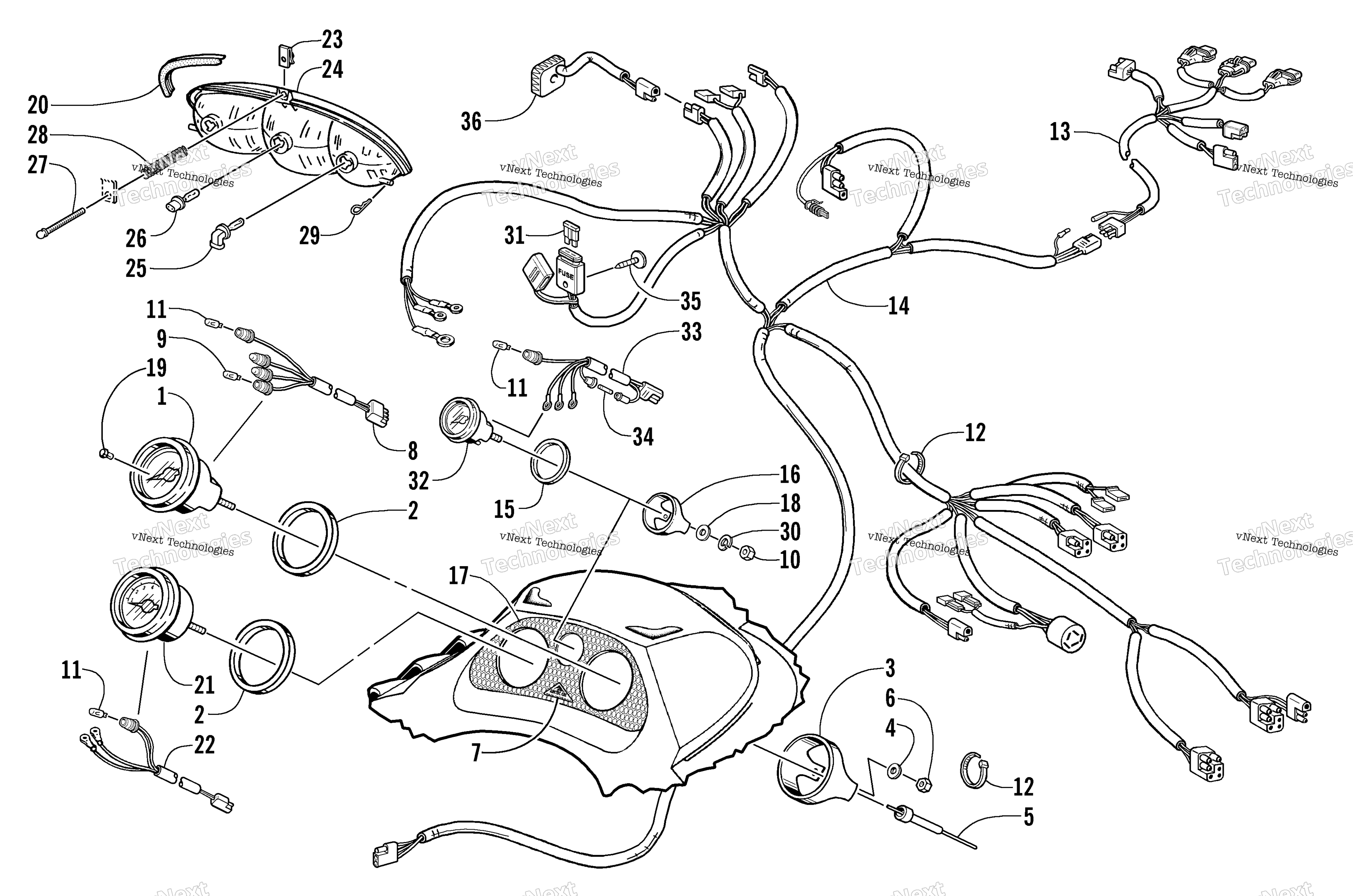Headlight, Instruments, и Wiring Assemblies