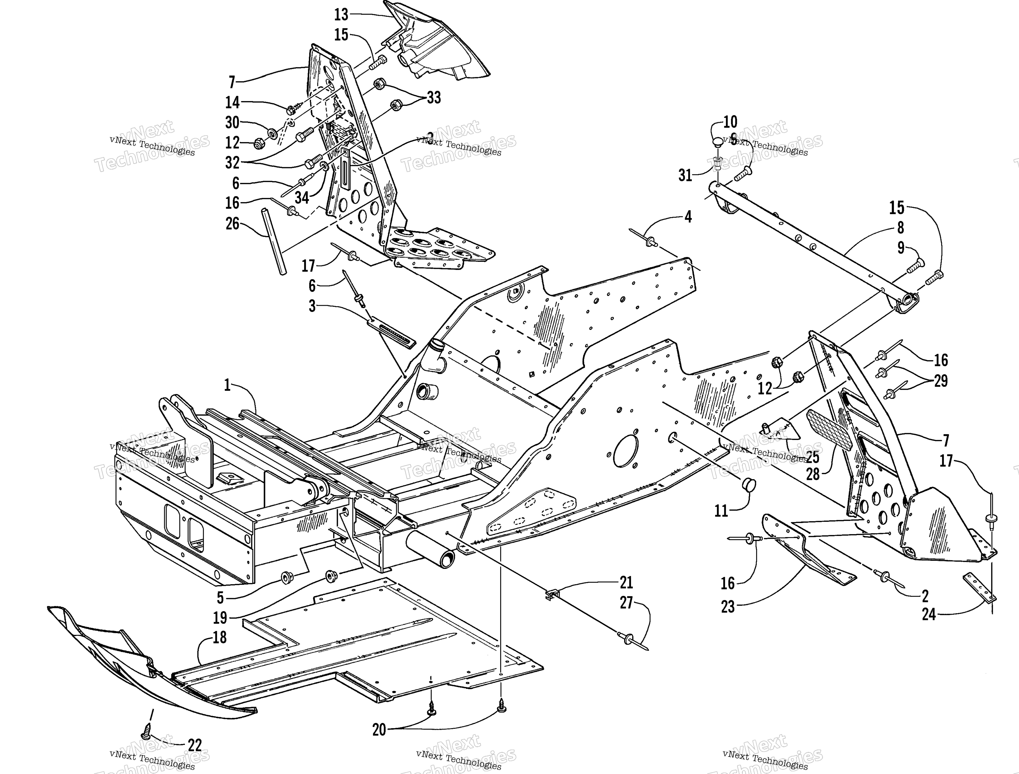 Передняя часть Frame And Footrest Assembly