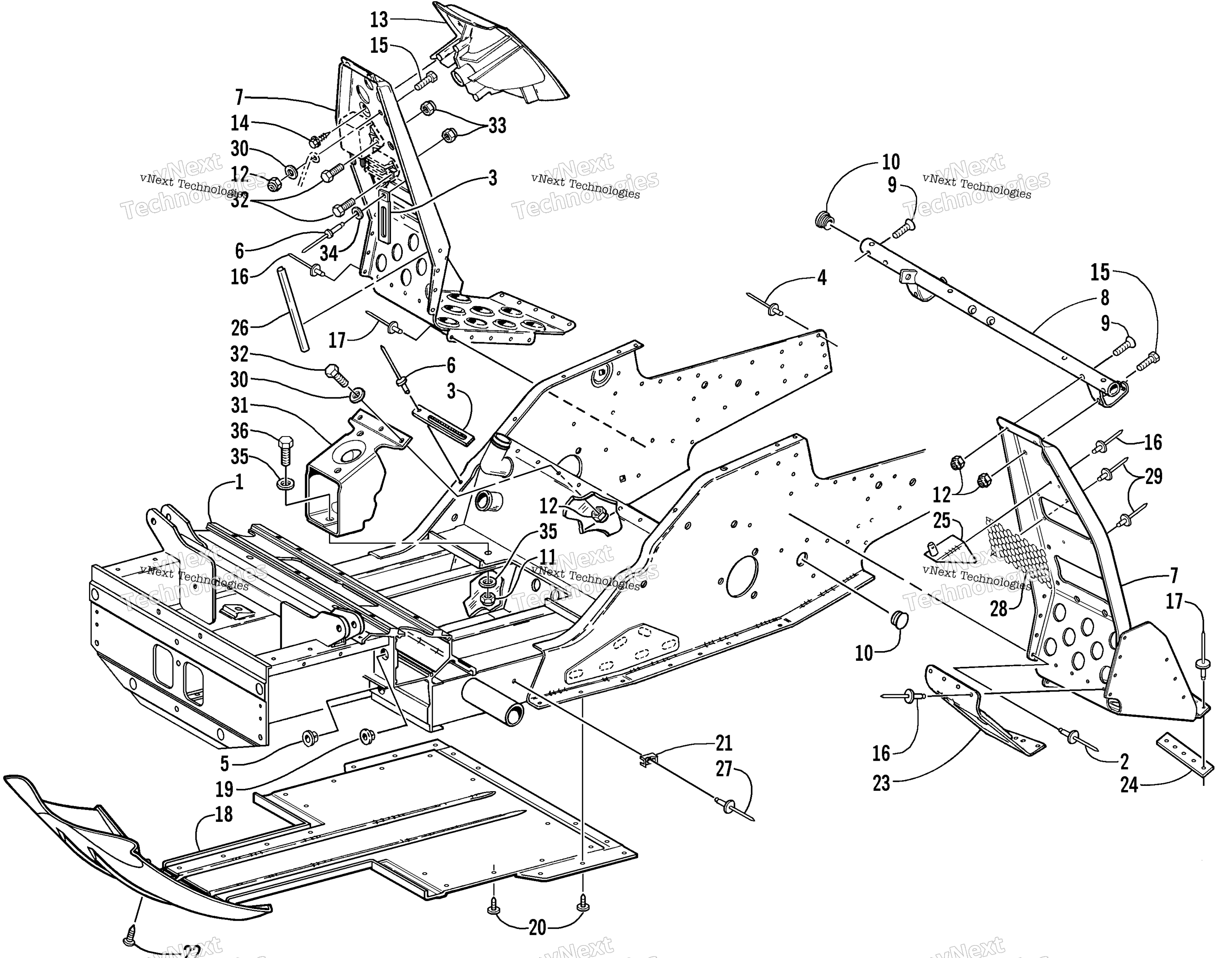 Передняя часть Frame And Footrest Assembly