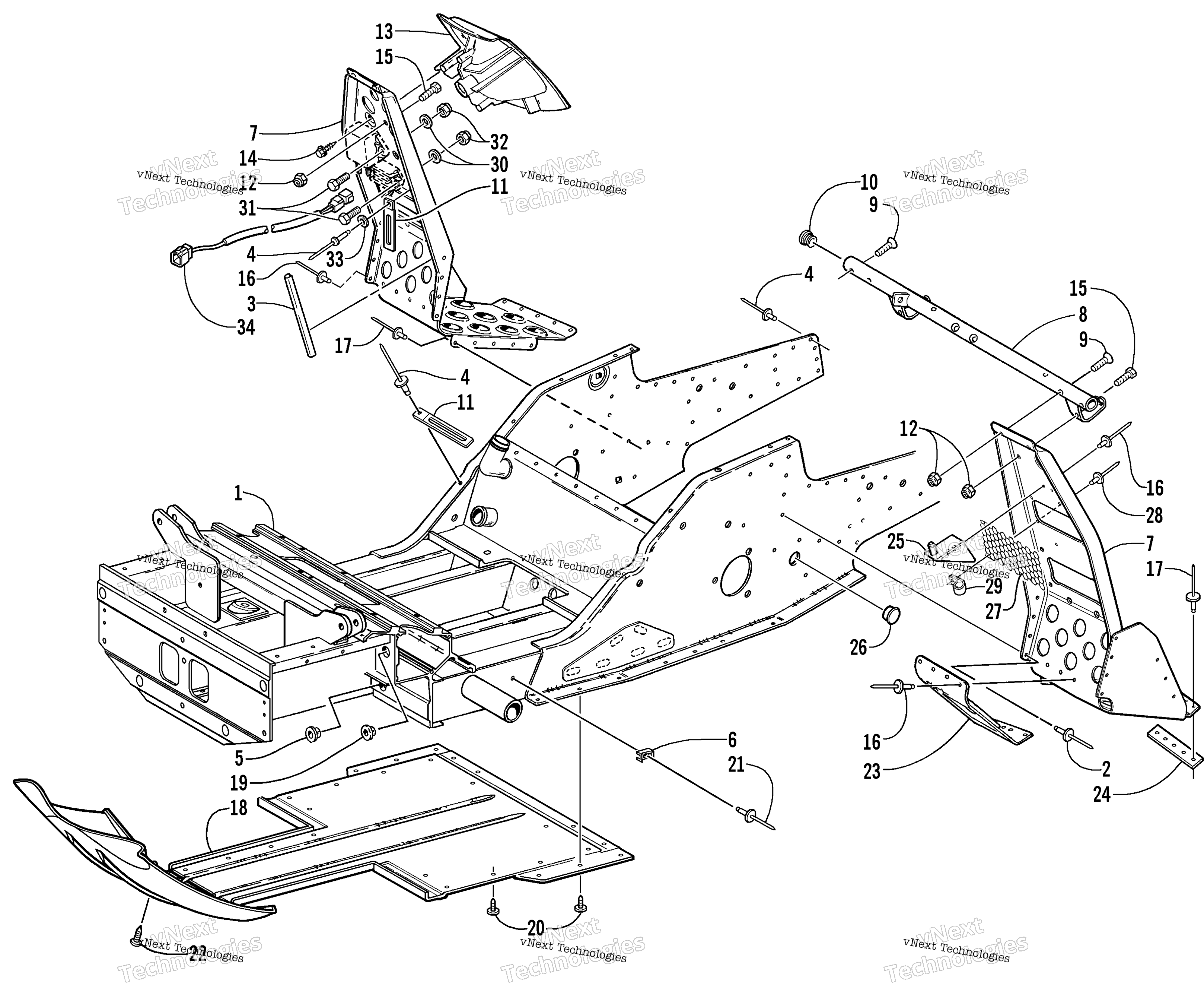 Передняя часть Frame And Footrest Assembly