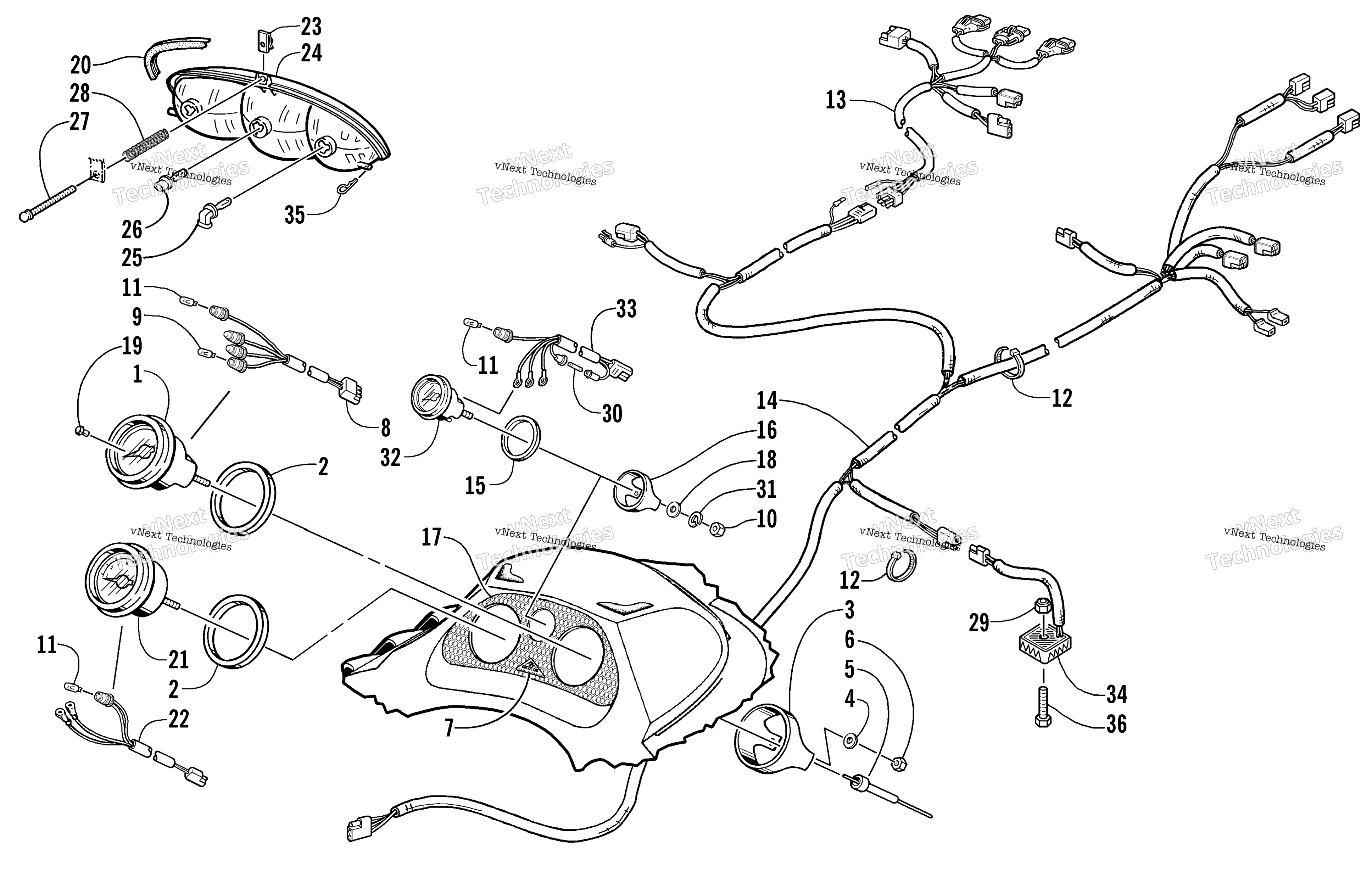 Headlight, Instruments, и Wiring Assemblies