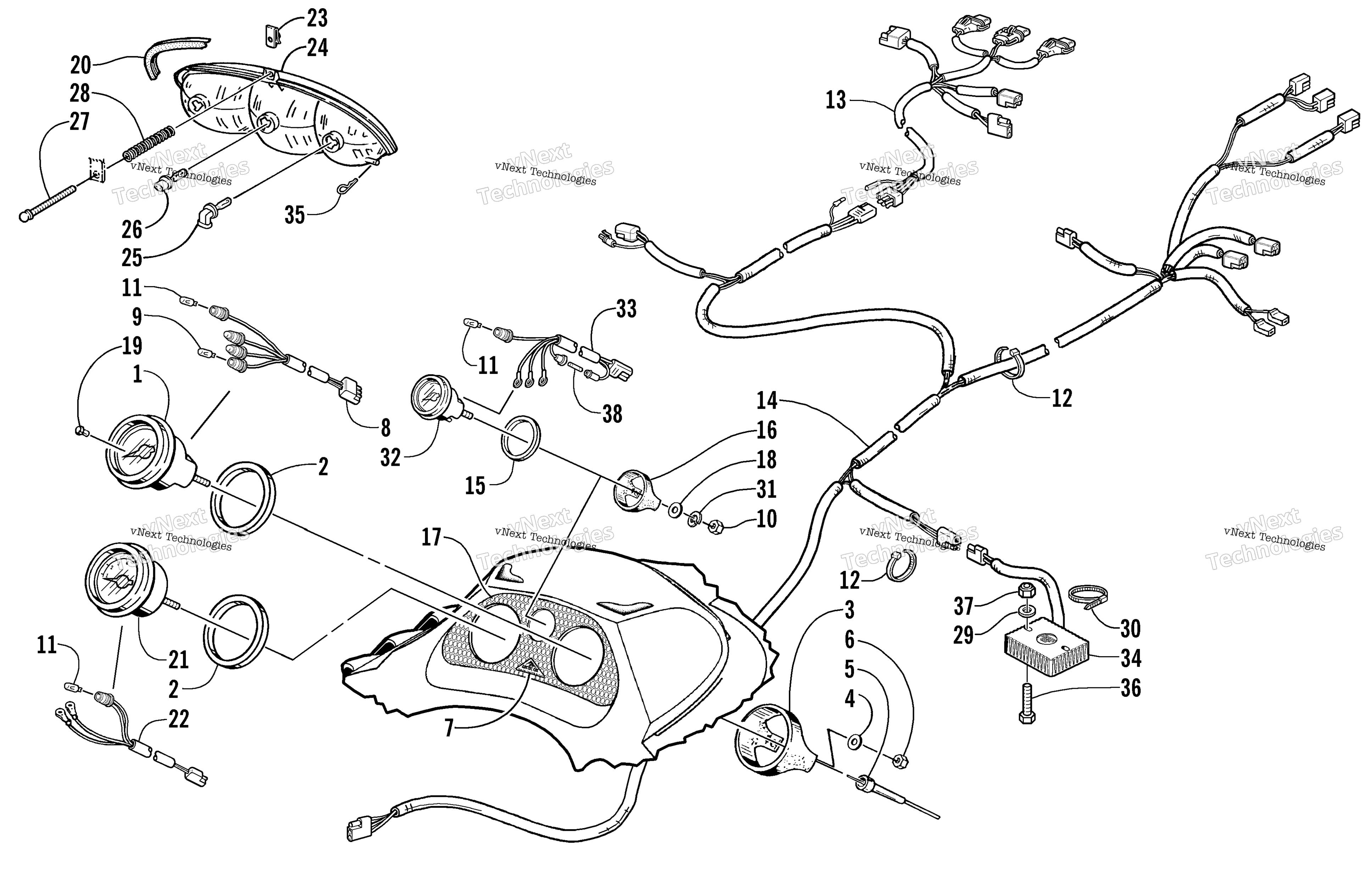 Headlight, Instruments, и Wiring Assemblies