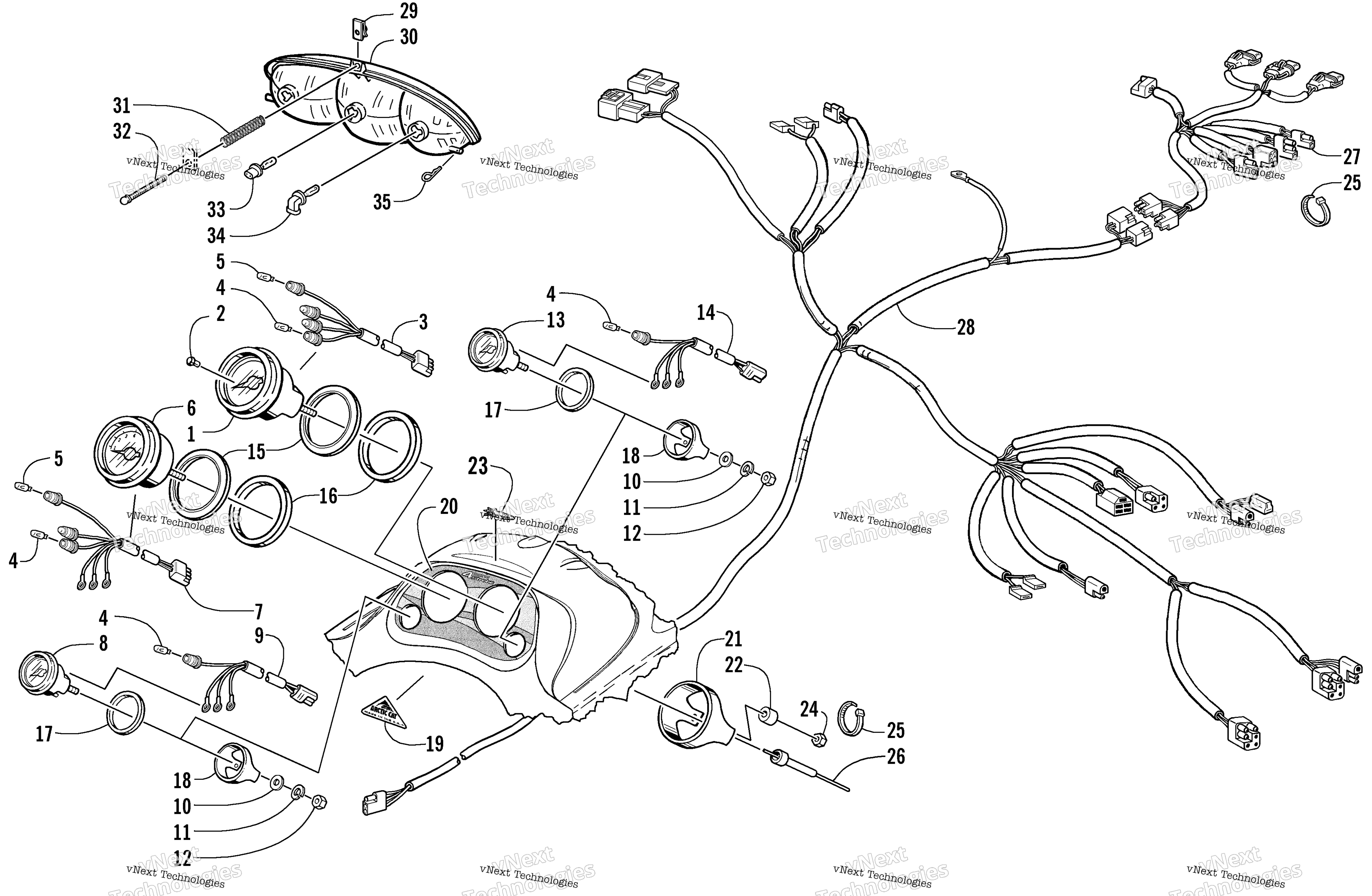 Headlight, Instruments, и Wiring Assemblies
