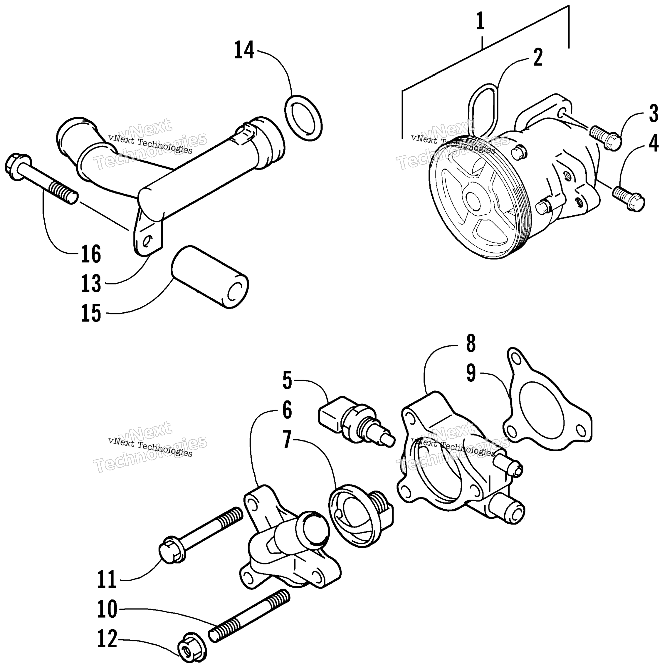 Система охлаждения Pump And Thermostat Assemblies
