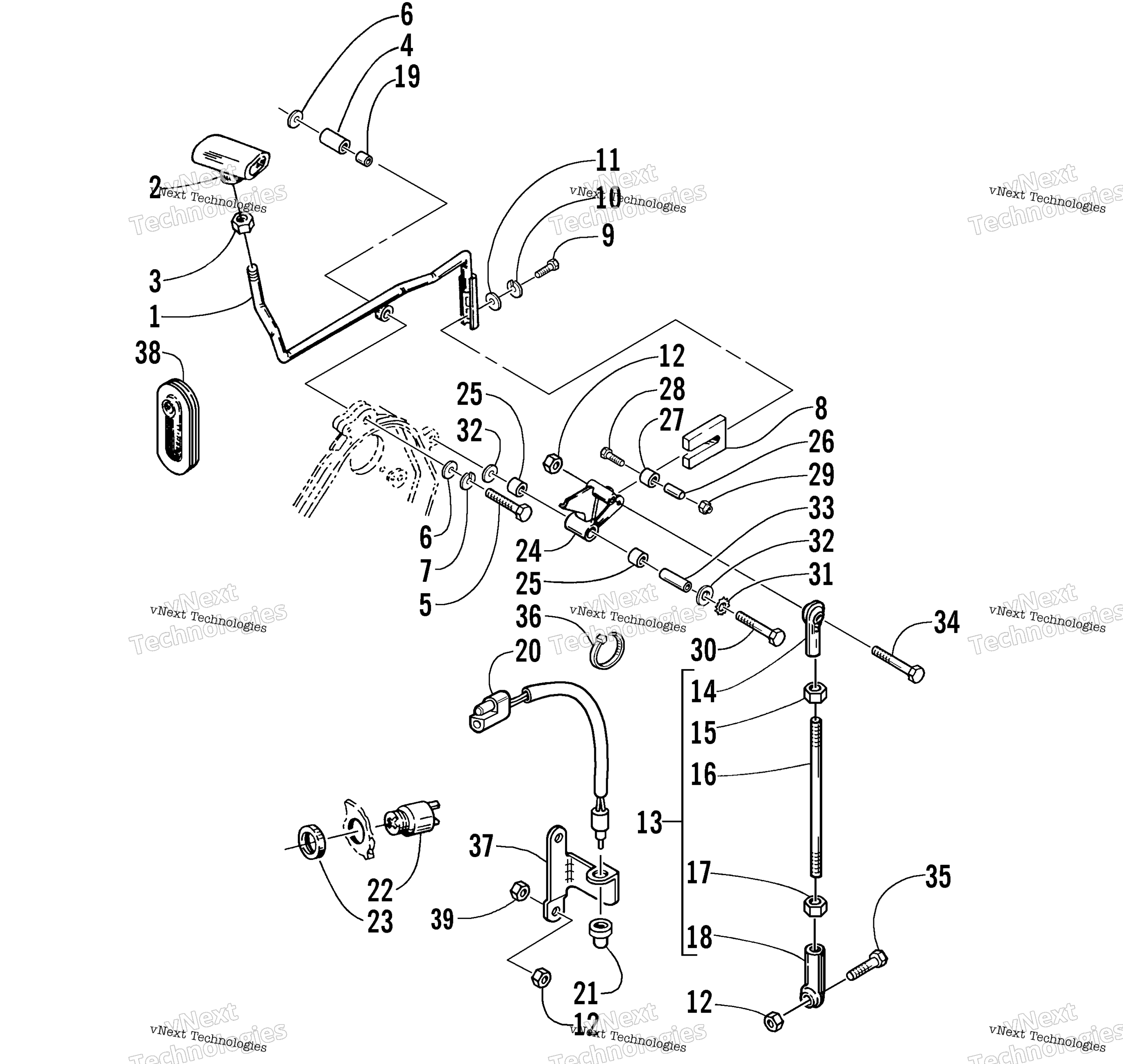 Задняя передача SHIFT LEVER ASSEMBLY