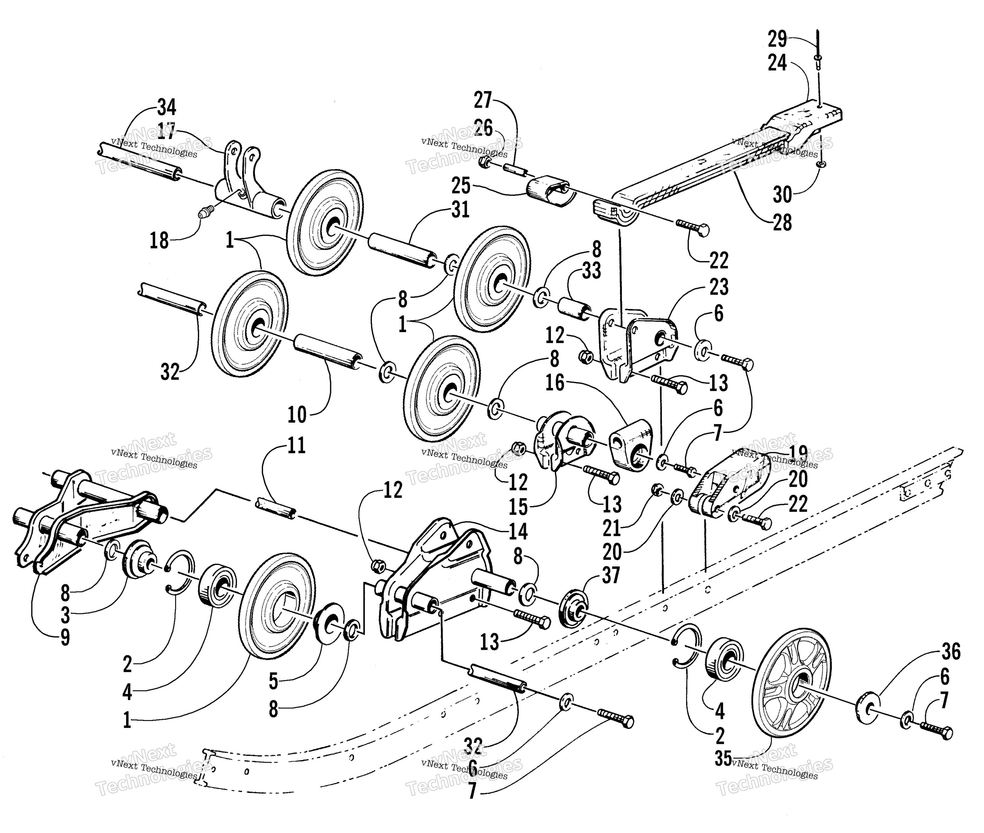 Задняя часть Suspension Axle Assembly