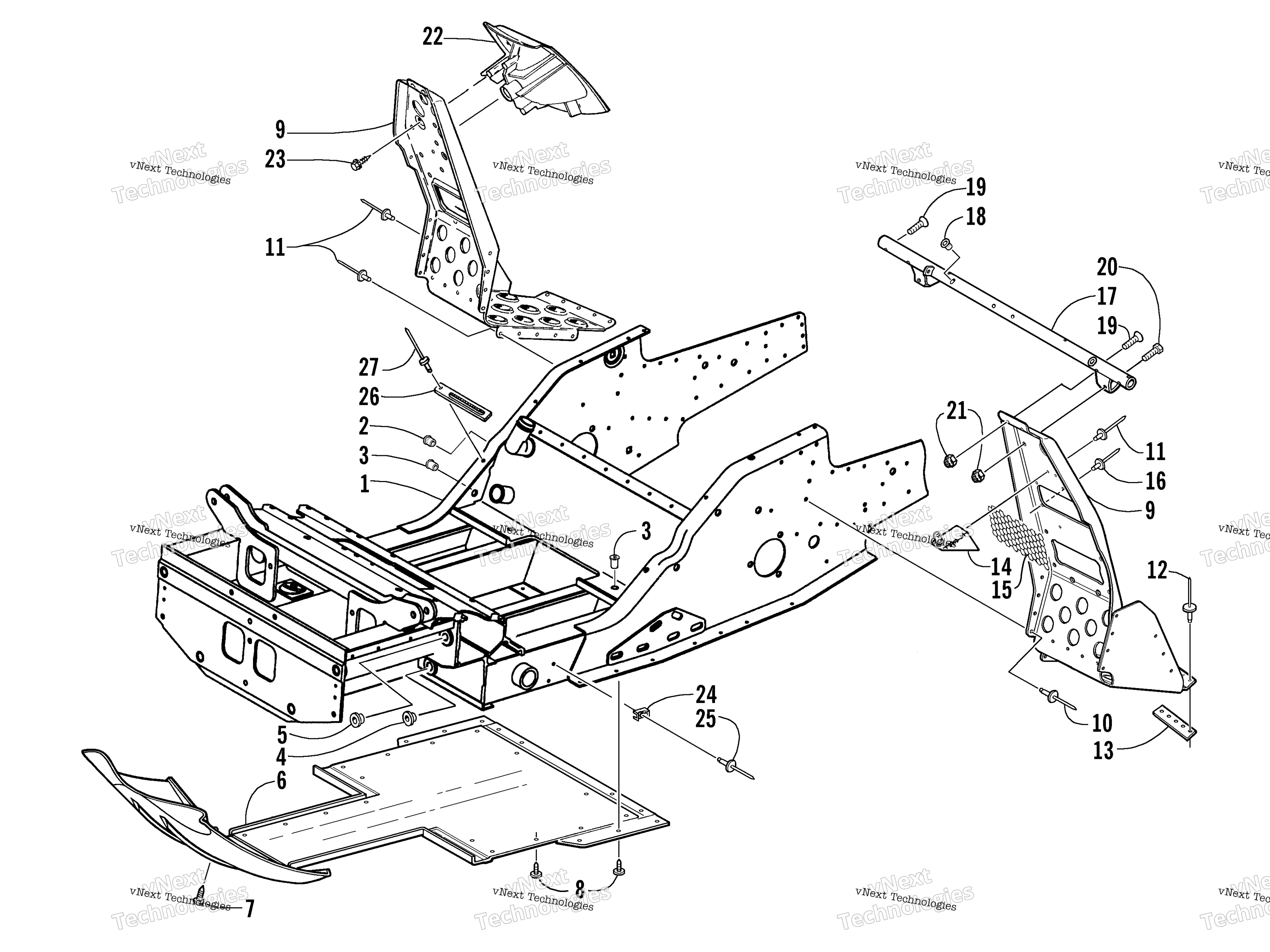 Передняя часть Frame And Footrest Assembly
