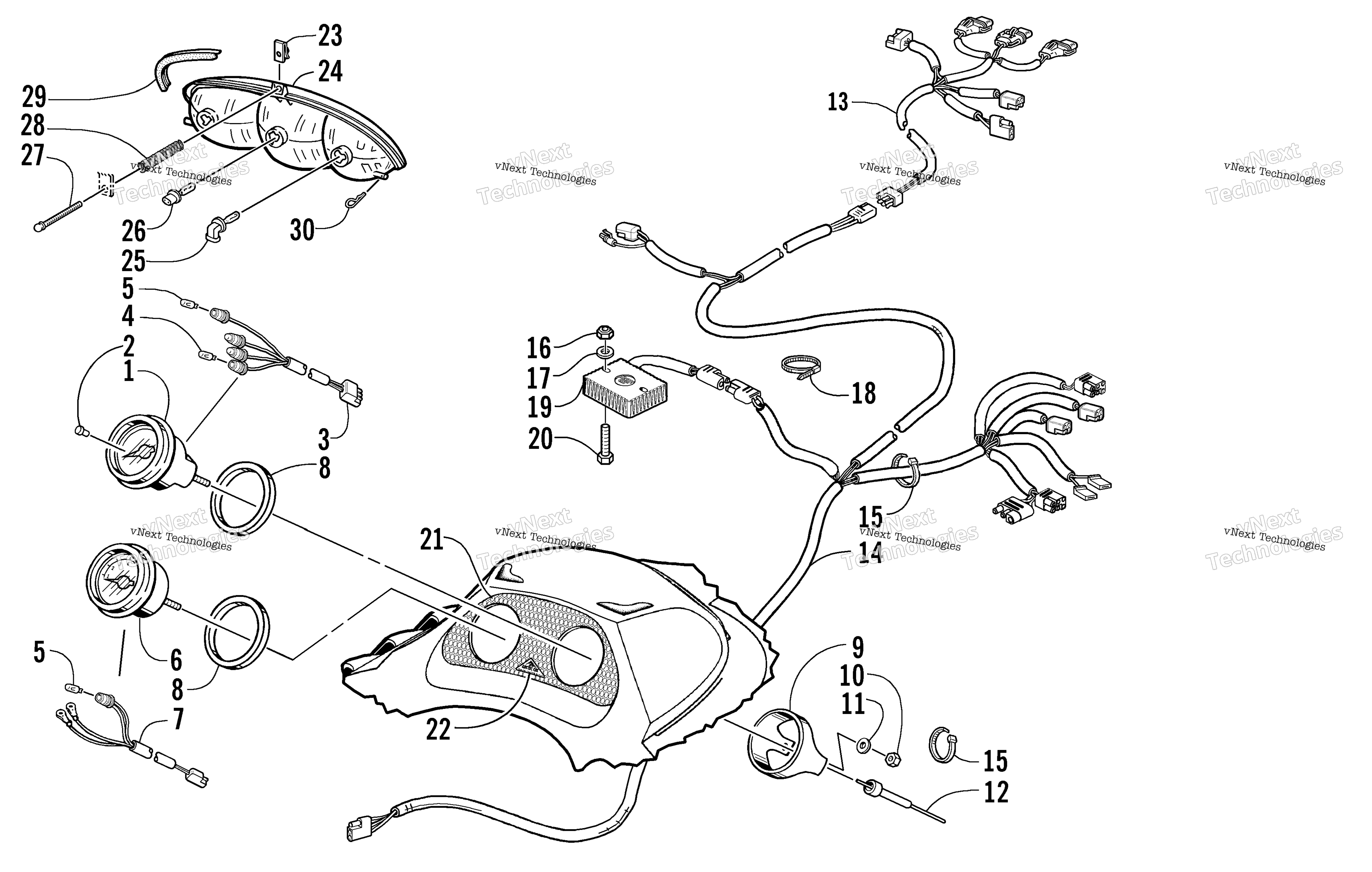 Headlight, Instruments, и Wiring Assemblies