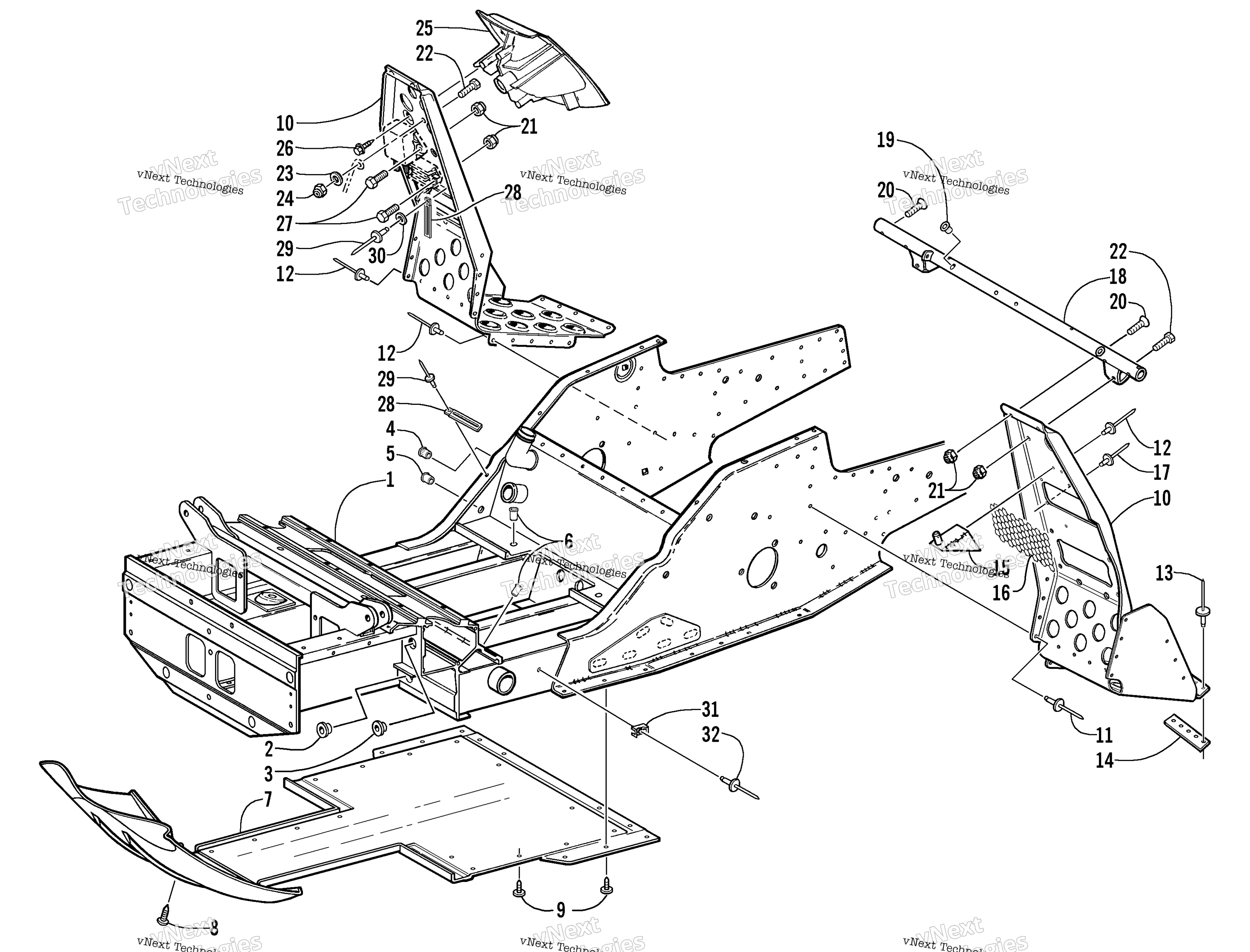Передняя часть Frame And Footrest Assembly