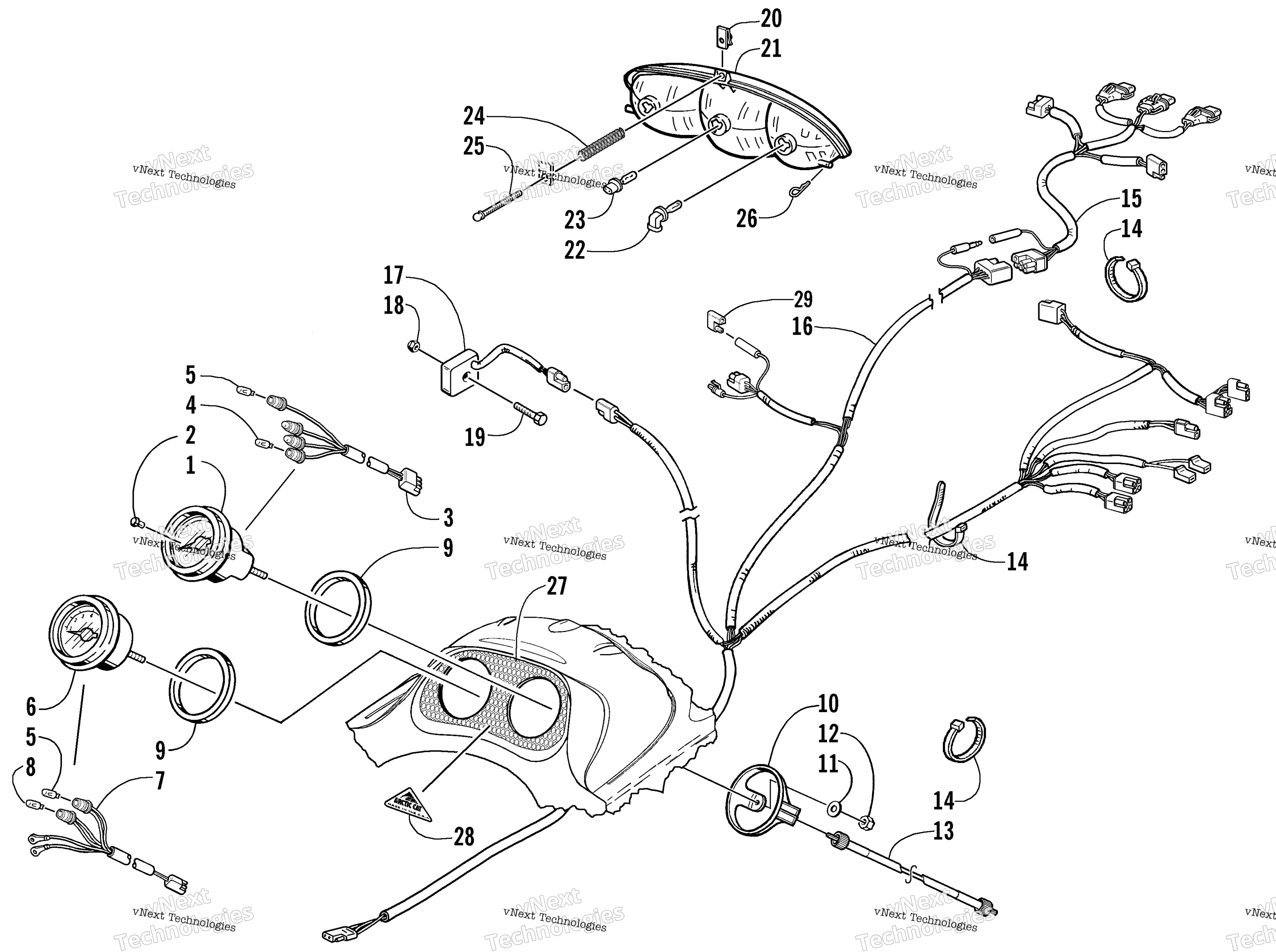 Headlight, Instruments, и Wiring Assemblies