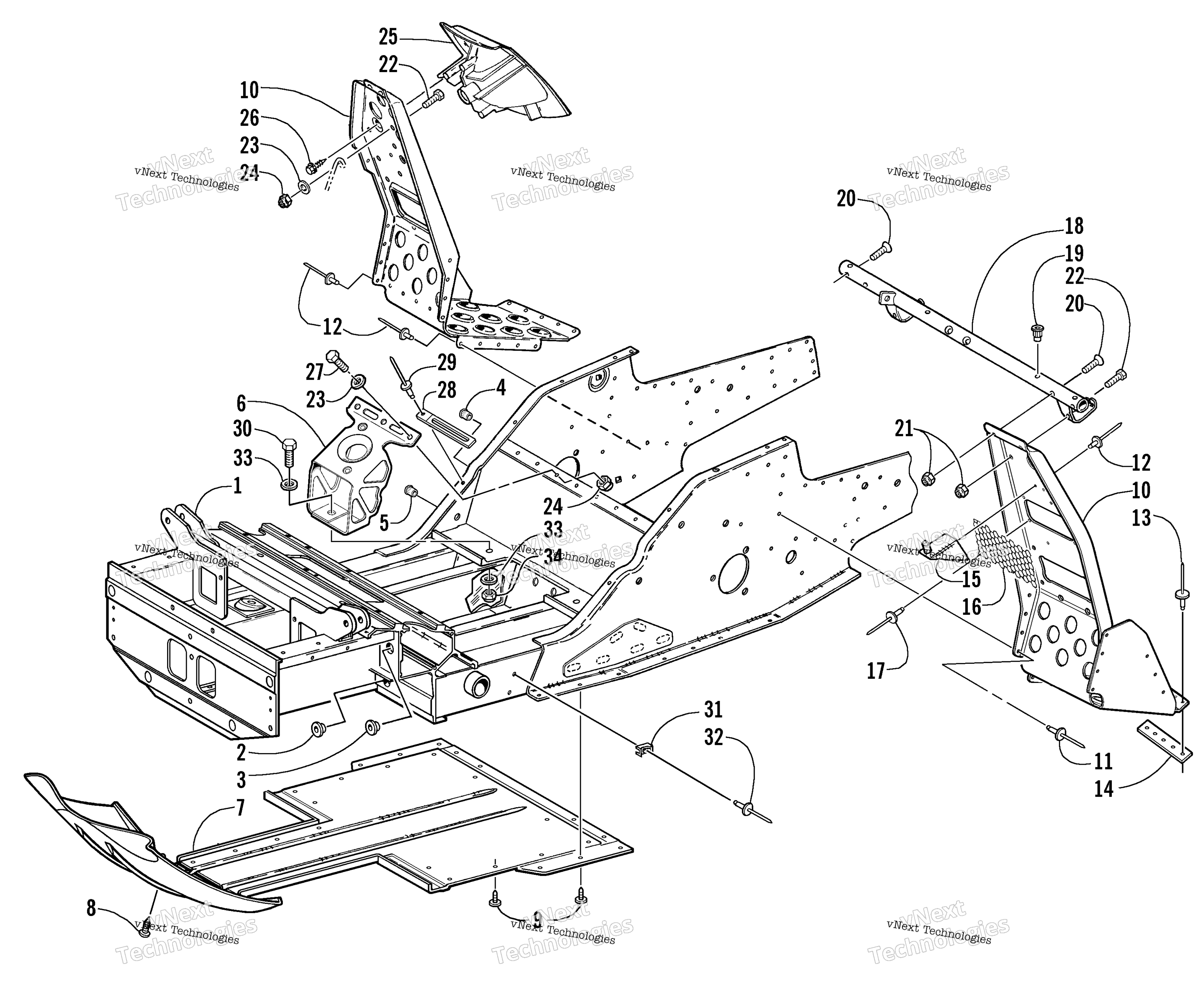 Передняя часть Frame And Footrest Assembly