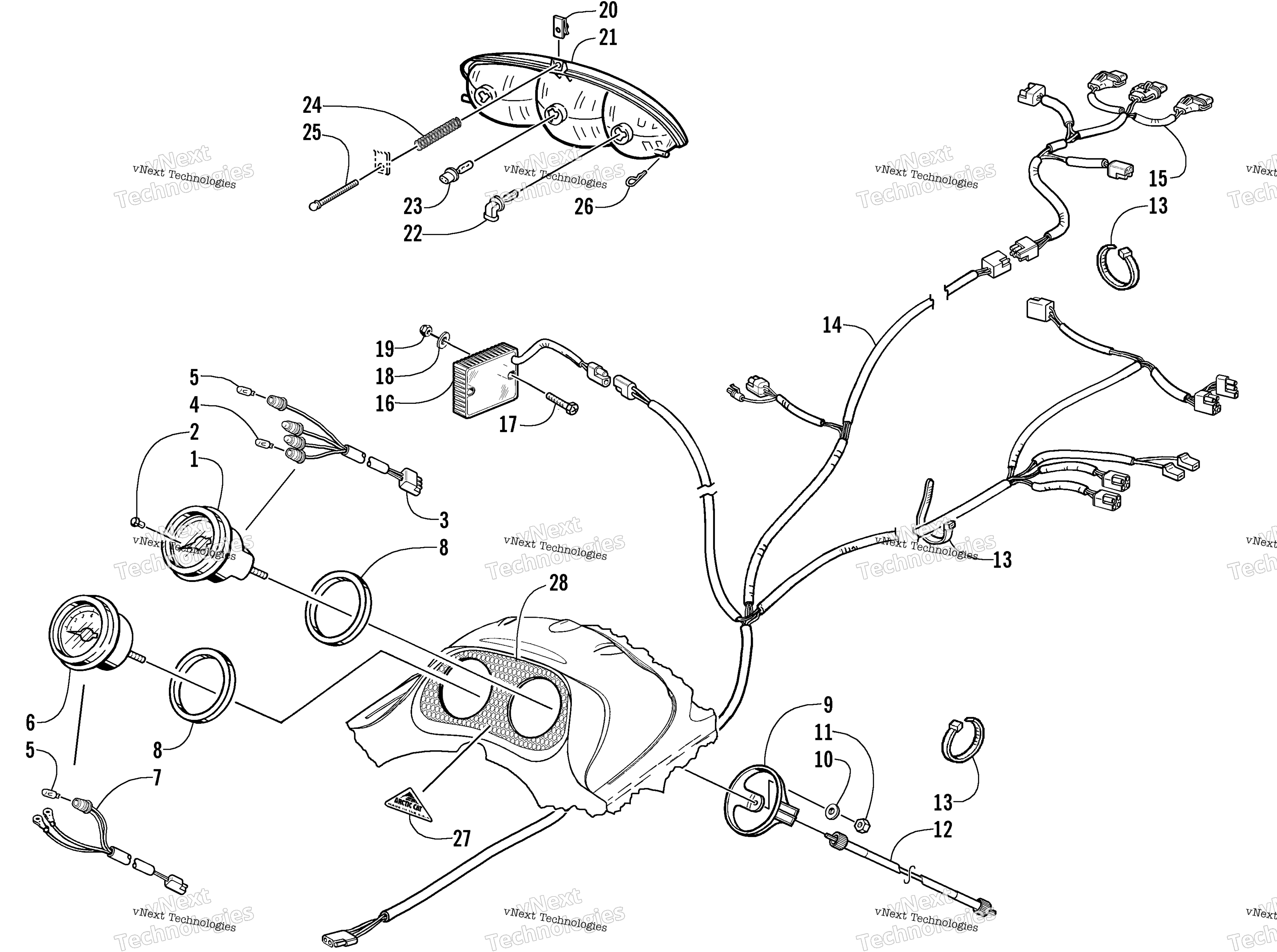 Headlight, Instruments, и Wiring Assemblies
