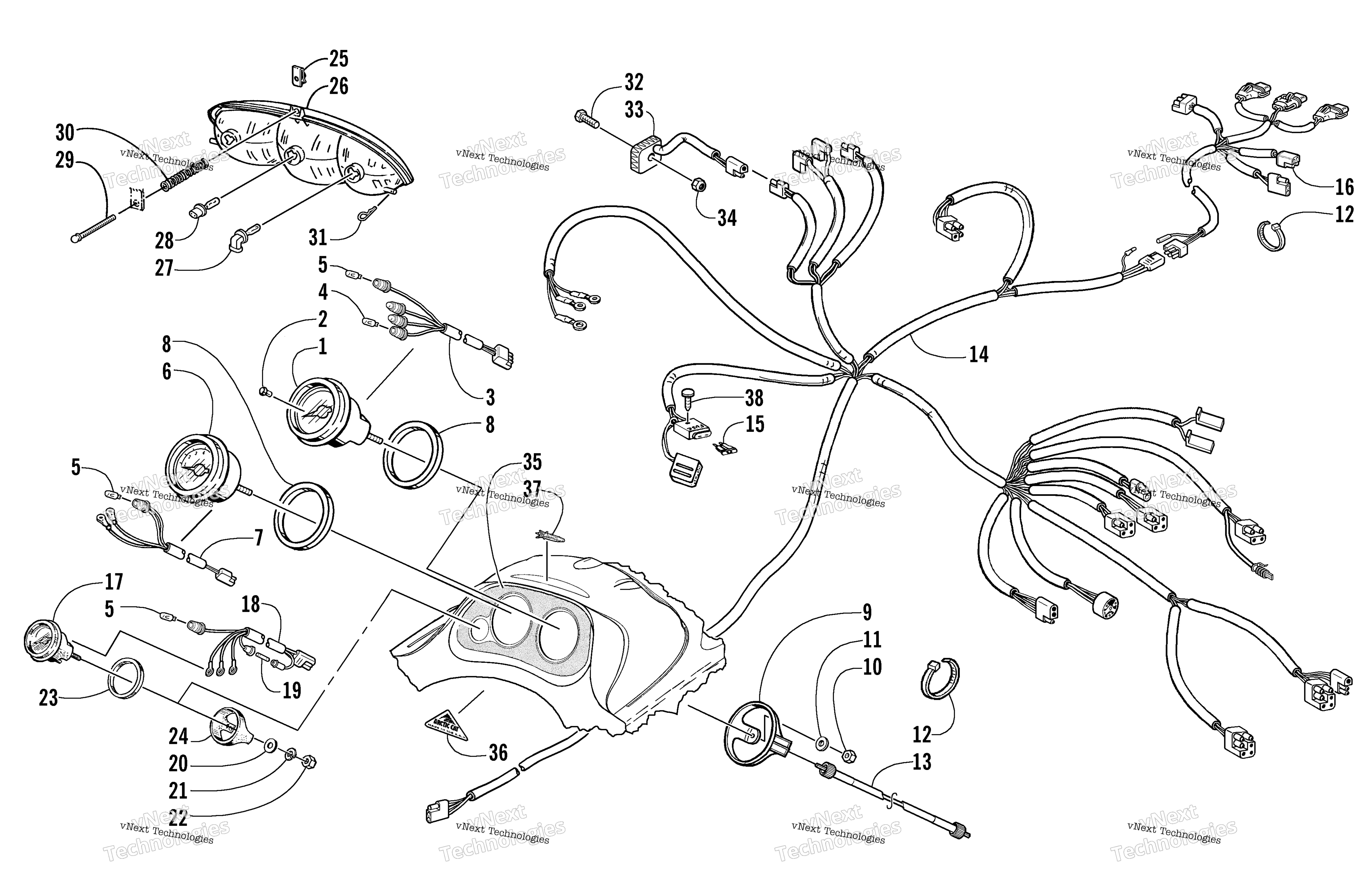 Headlight, Instruments, и Wiring Assemblies