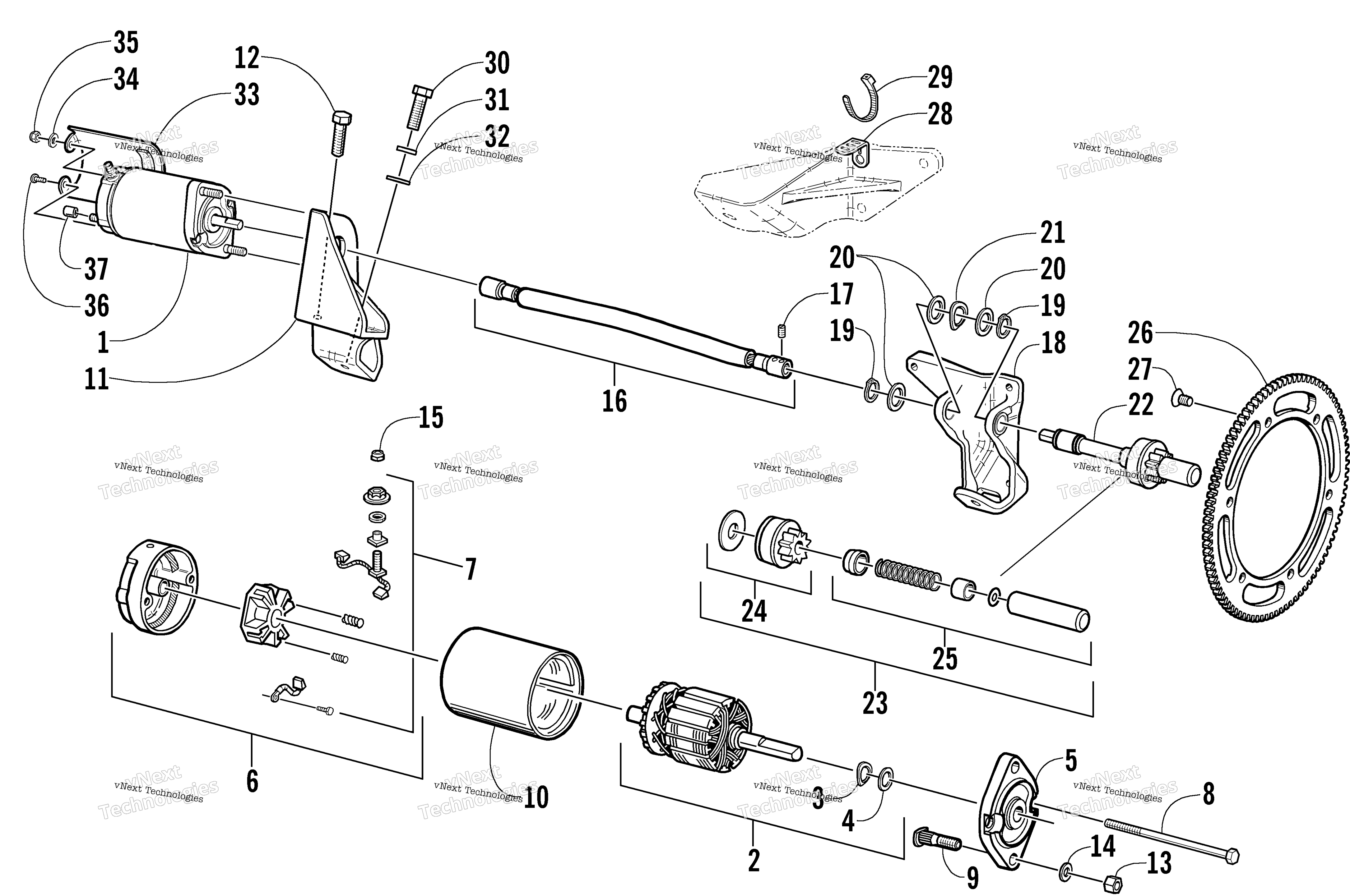 Flex привод Starter Motor узел
