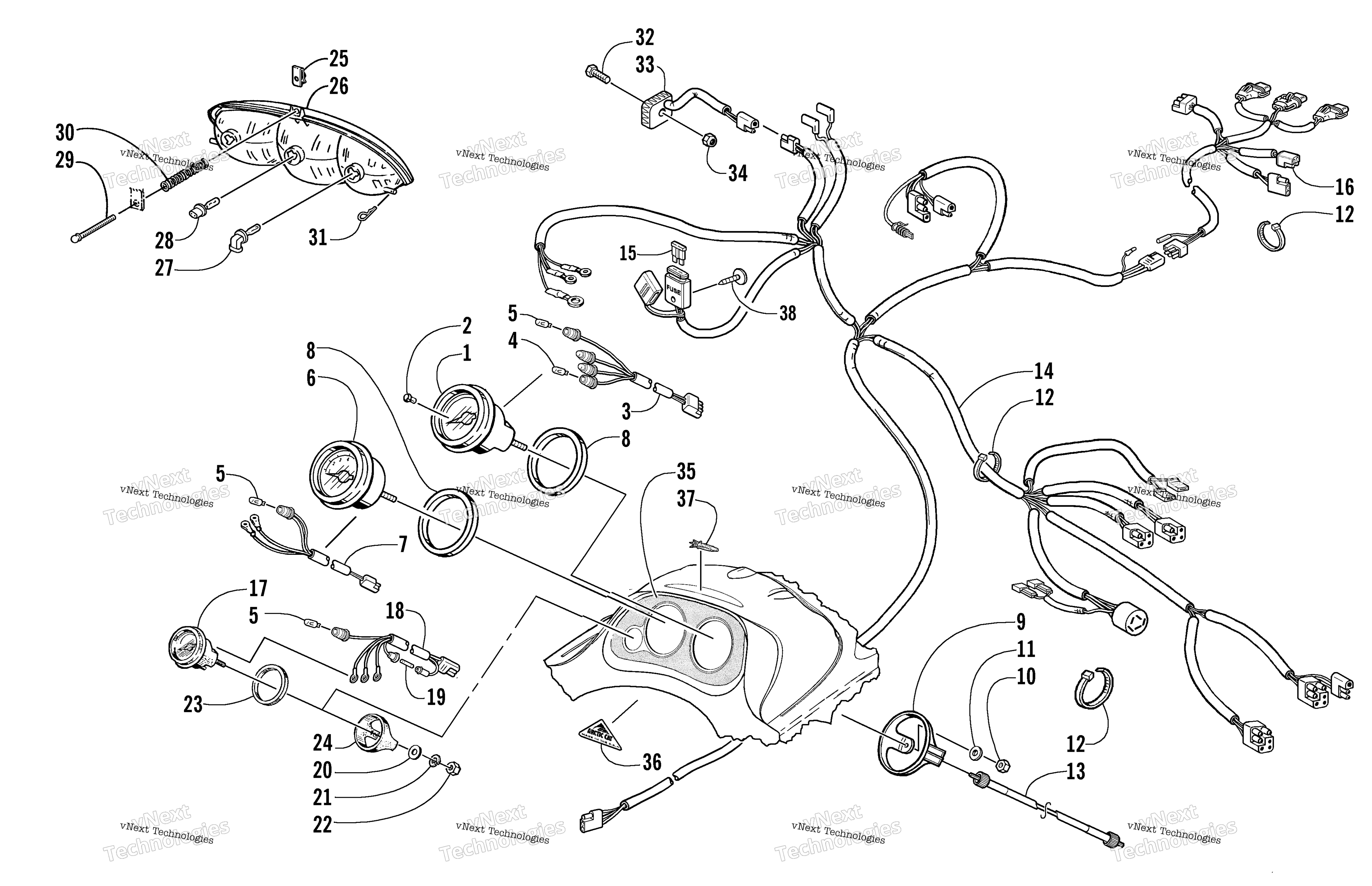 Headlight, Instruments, и Wiring Assemblies