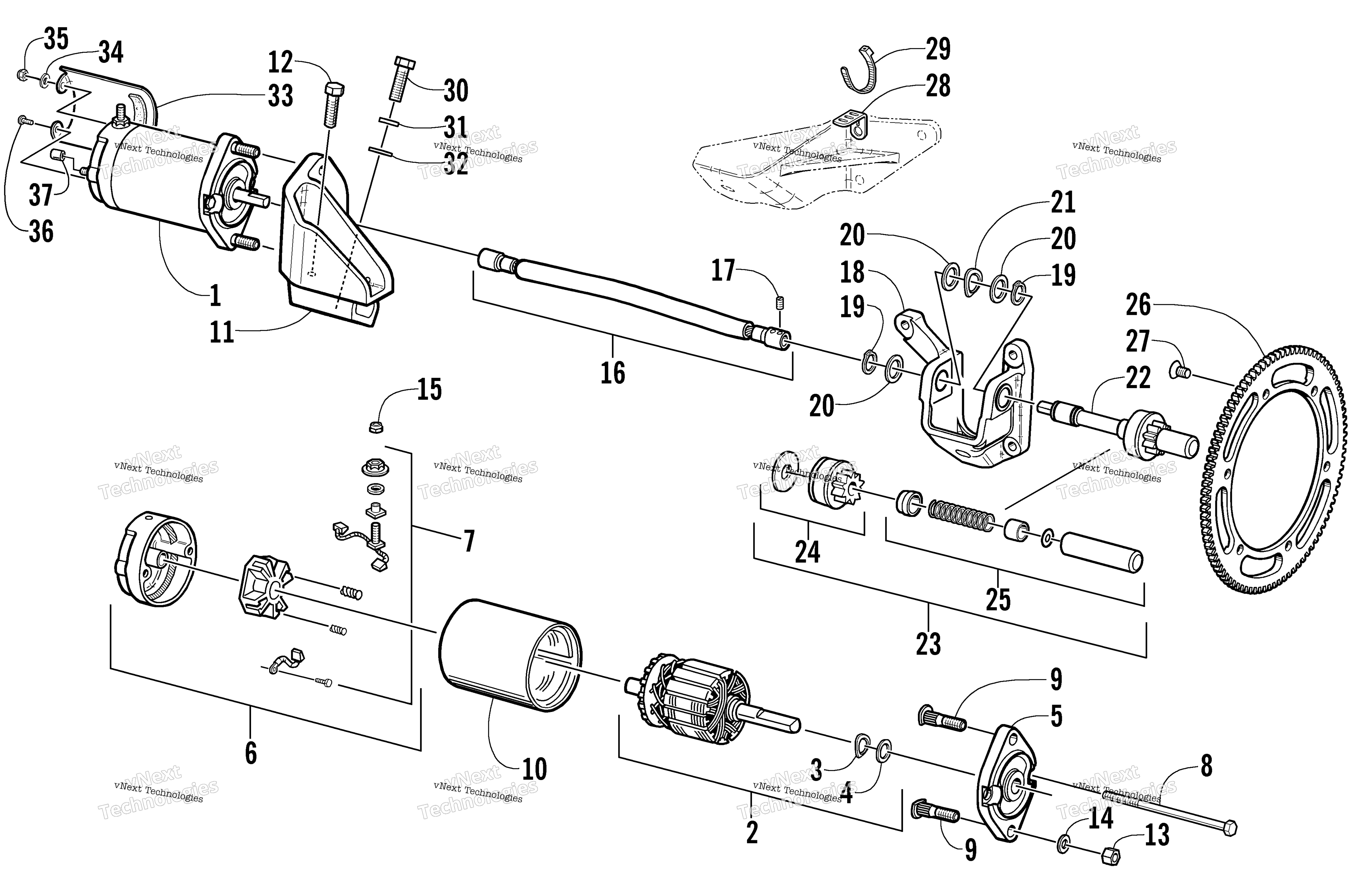 Flex привод Starter Motor узел