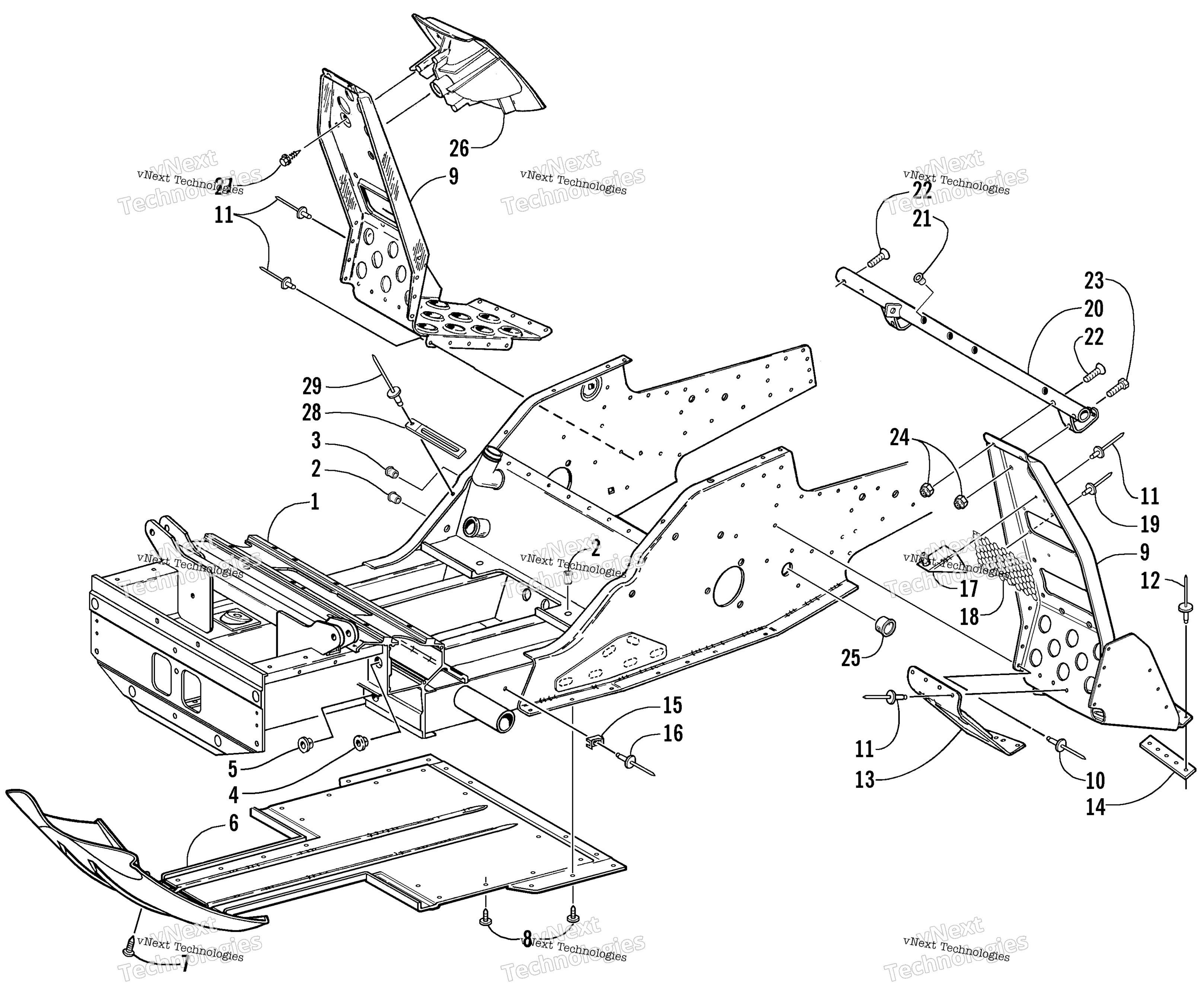 Передняя часть Frame And Footrest Assembly